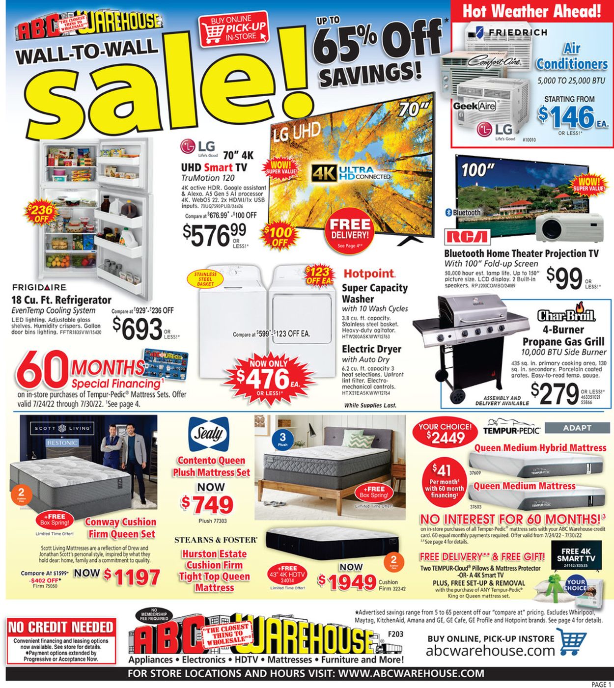 ABC Warehouse Ad from 07/24/2022