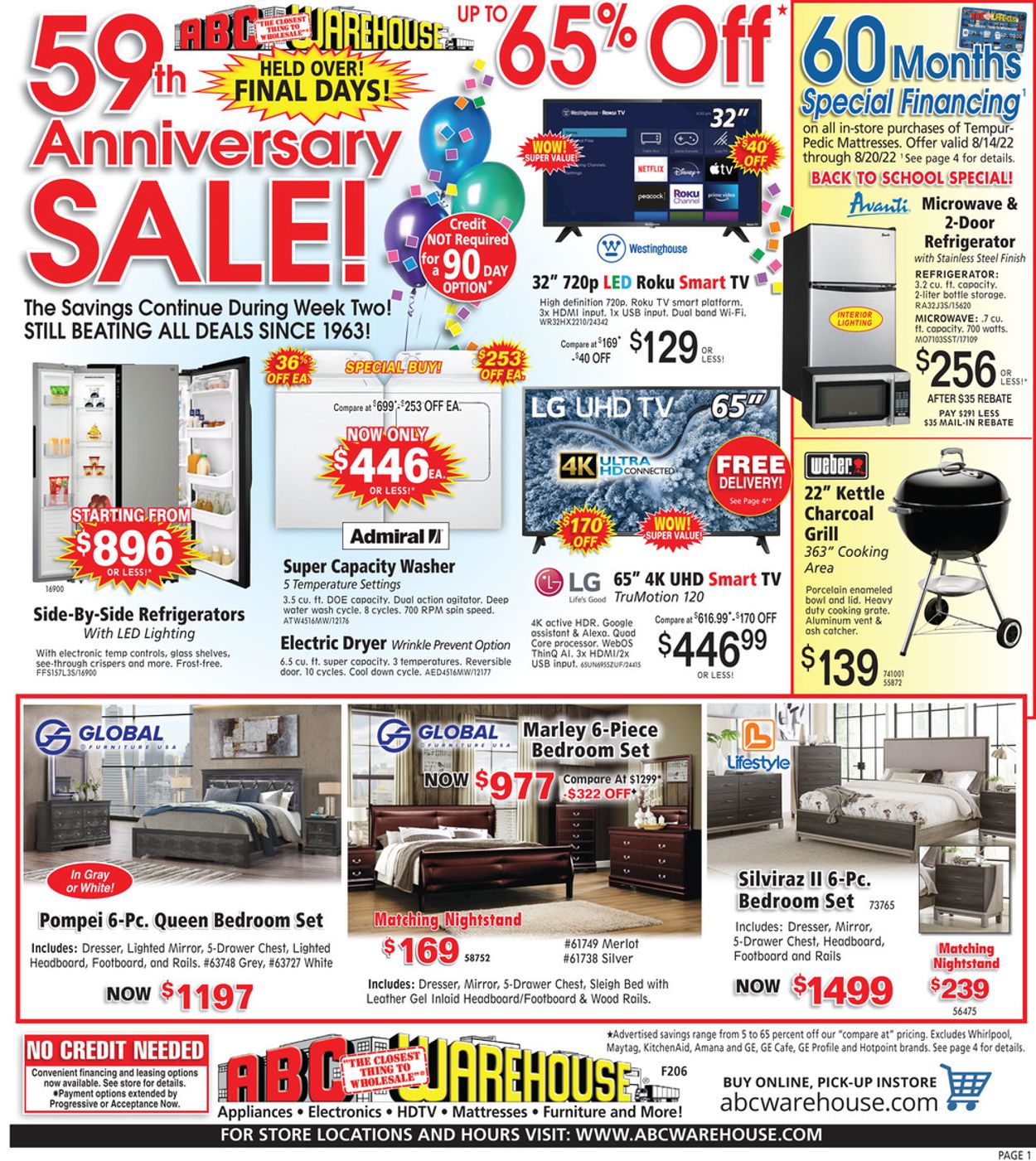 ABC Warehouse Ad from 08/14/2022