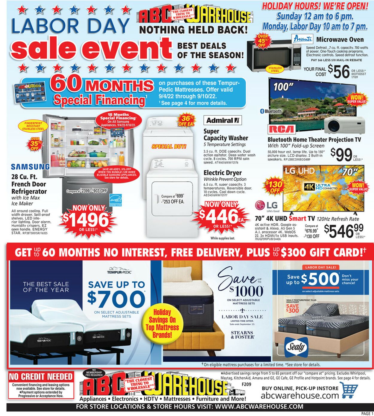 ABC Warehouse Ad from 09/04/2022