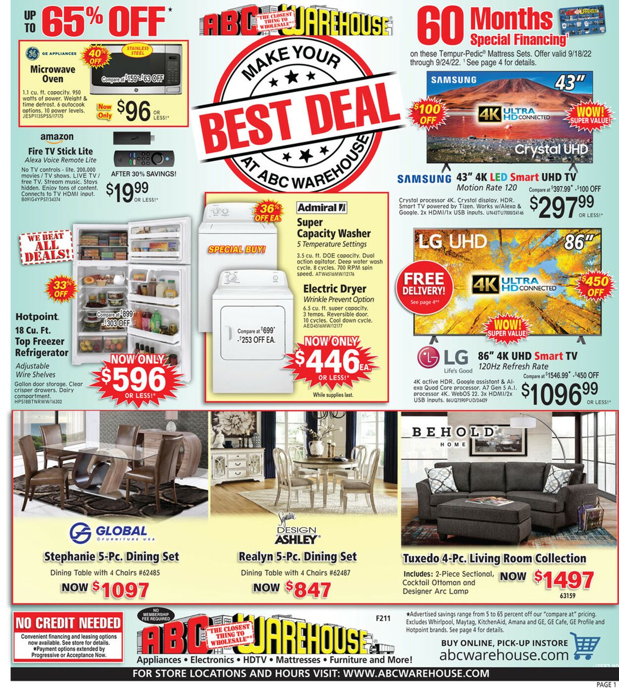 ABC Warehouse Ad from 09/18/2022