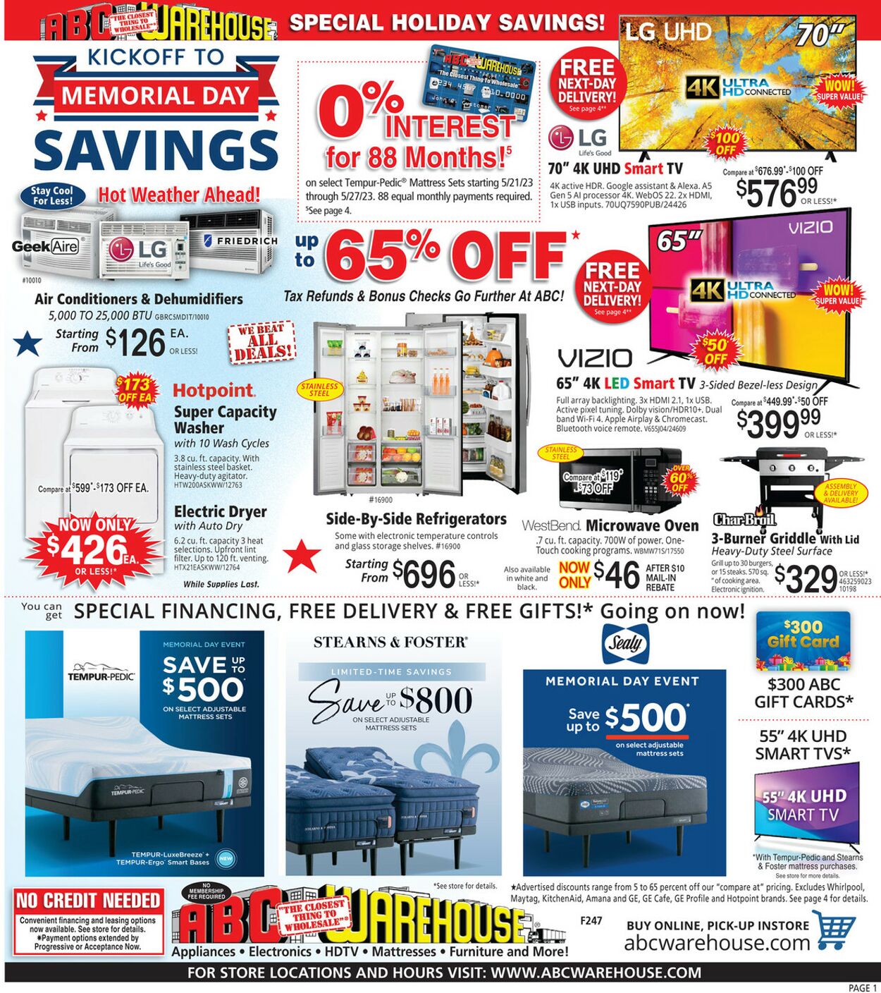 ABC Warehouse Ad from 05/21/2023