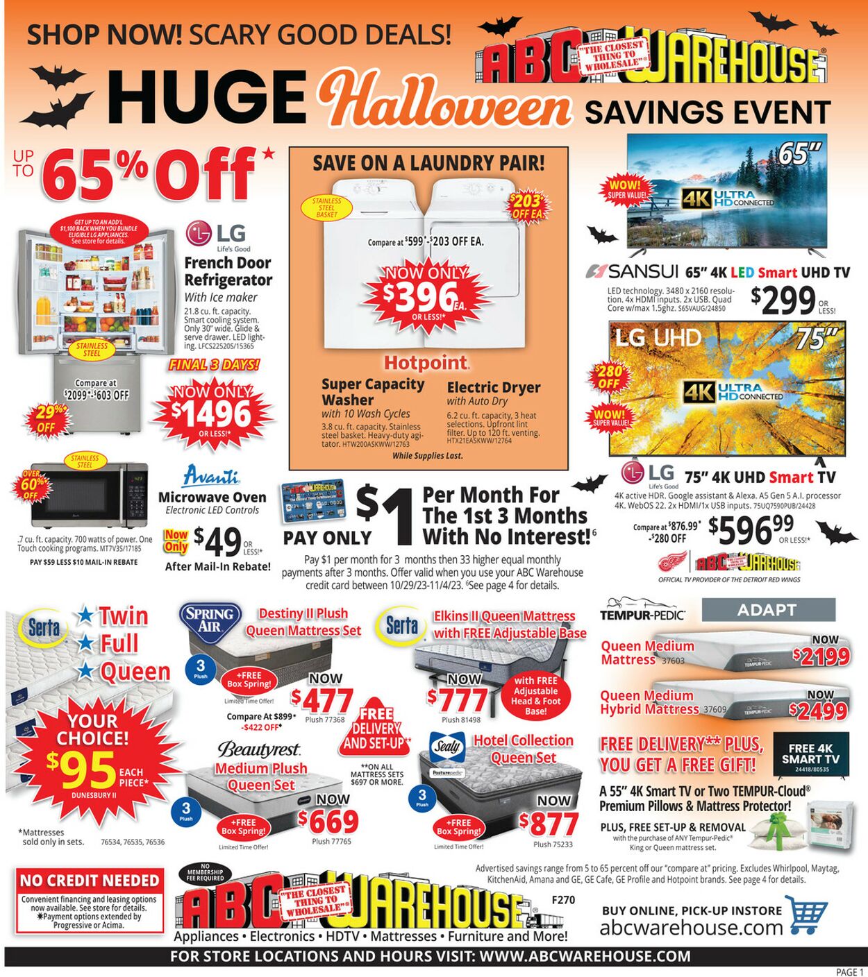 ABC Warehouse Ad from 10/29/2023