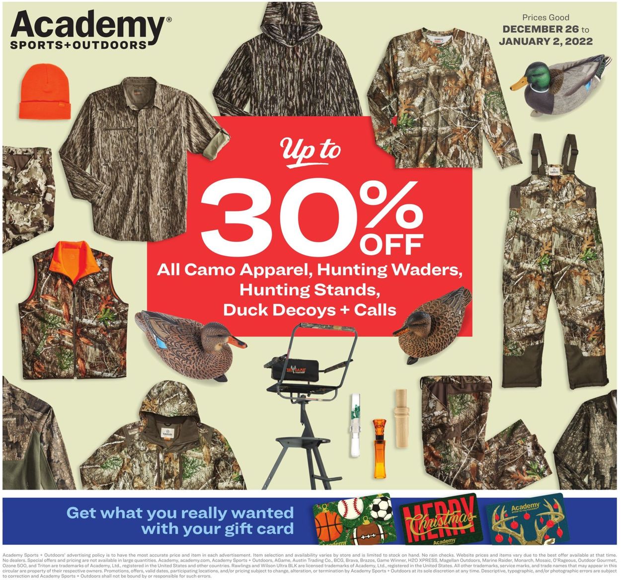 Academy Sports Ad from 12/26/2021