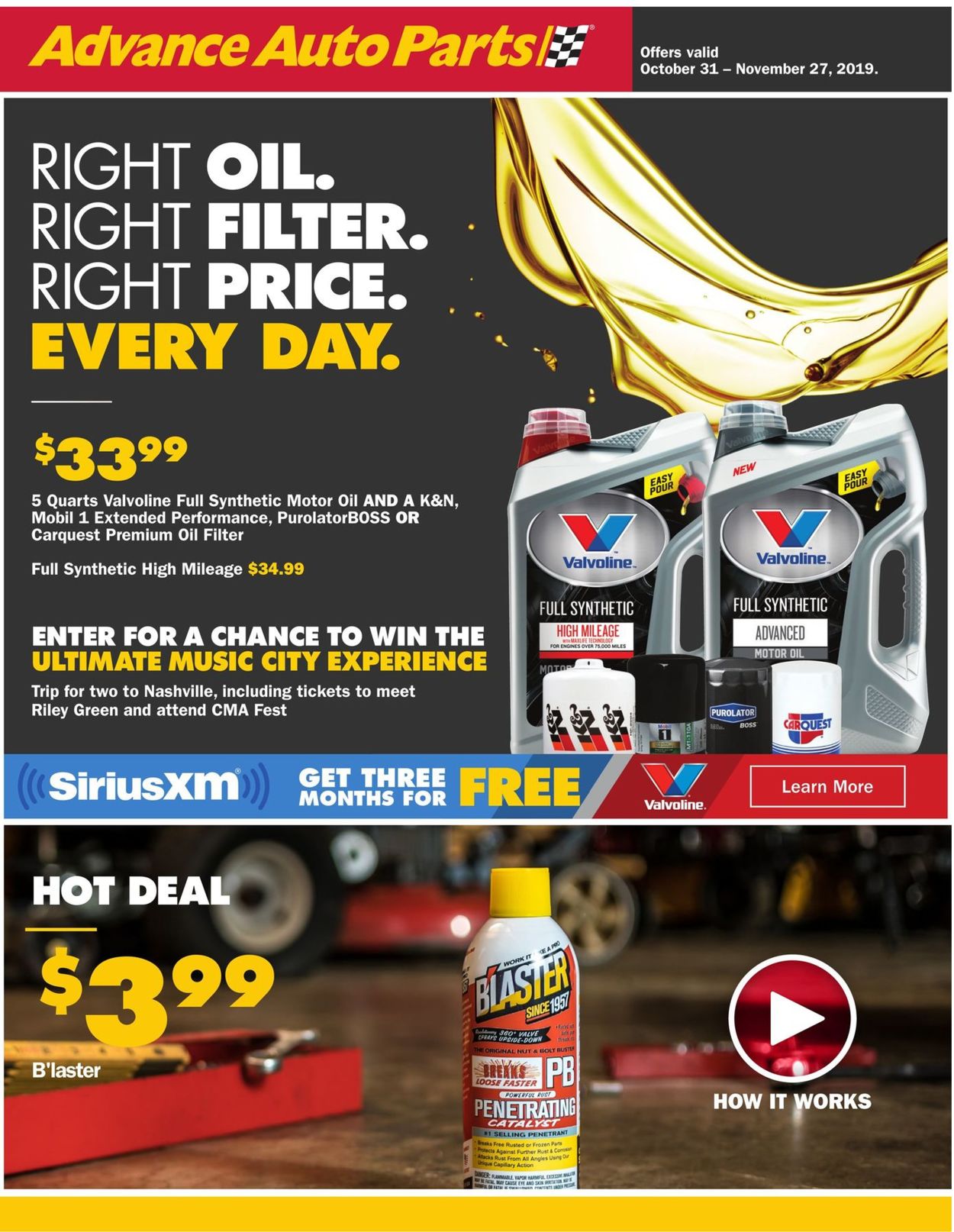 Advance Auto Parts Ad from 10/31/2019