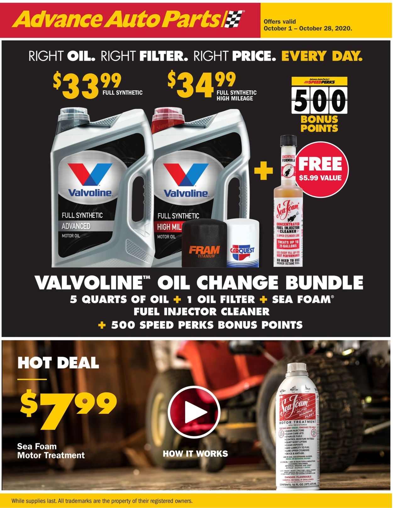 Advance Auto Parts Ad from 10/01/2020