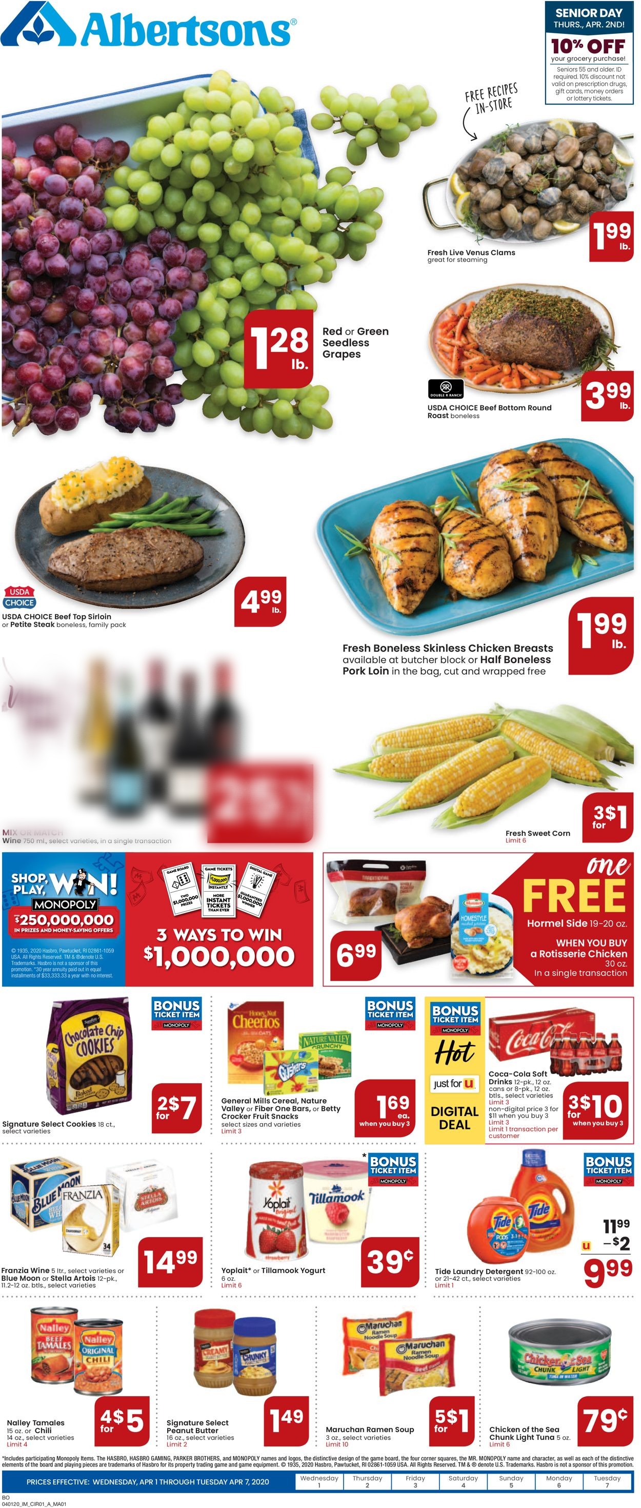 Albertsons Ad from 04/01/2020