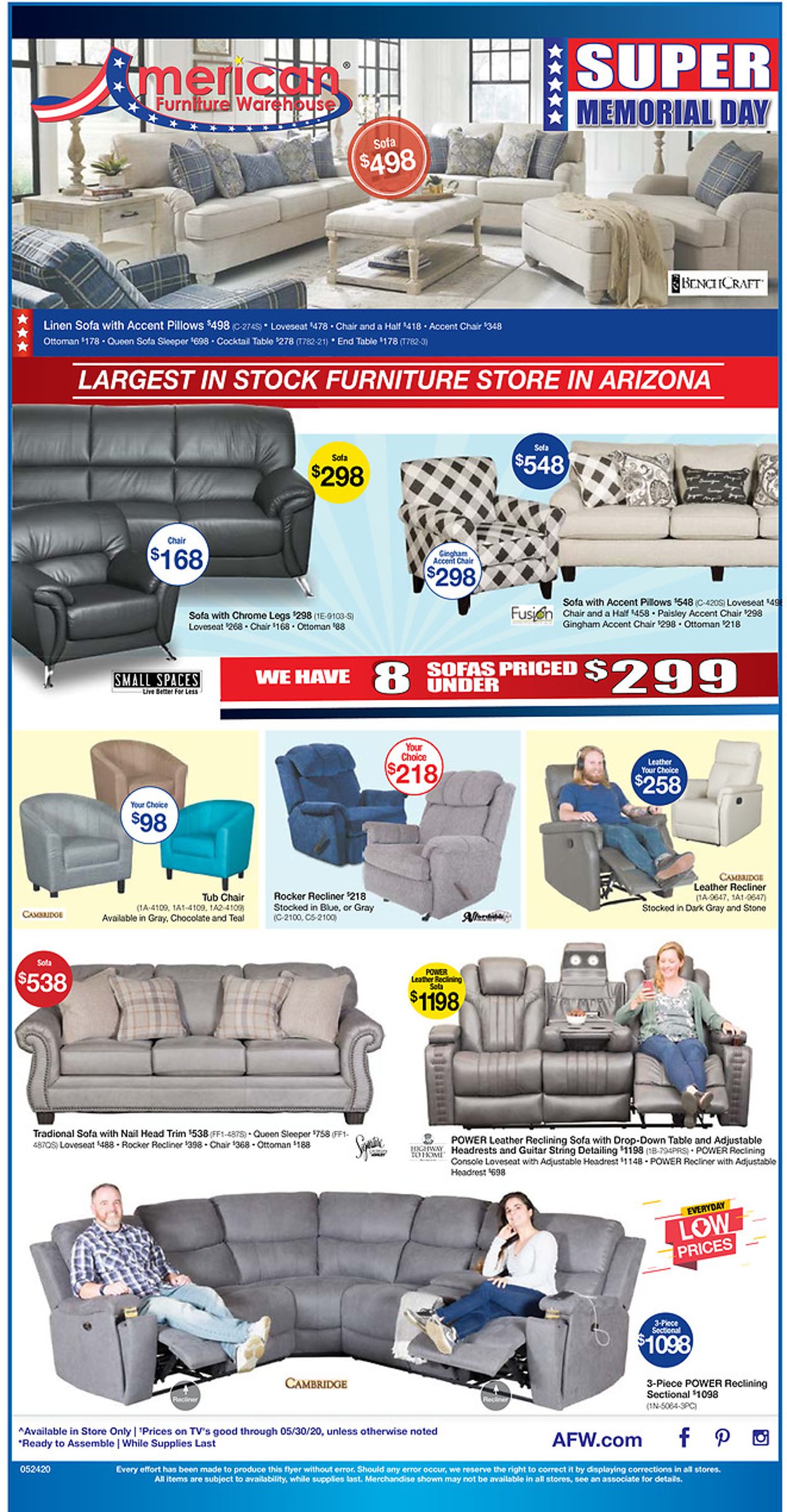 American Furniture Warehouse Ad from 05/25/2020