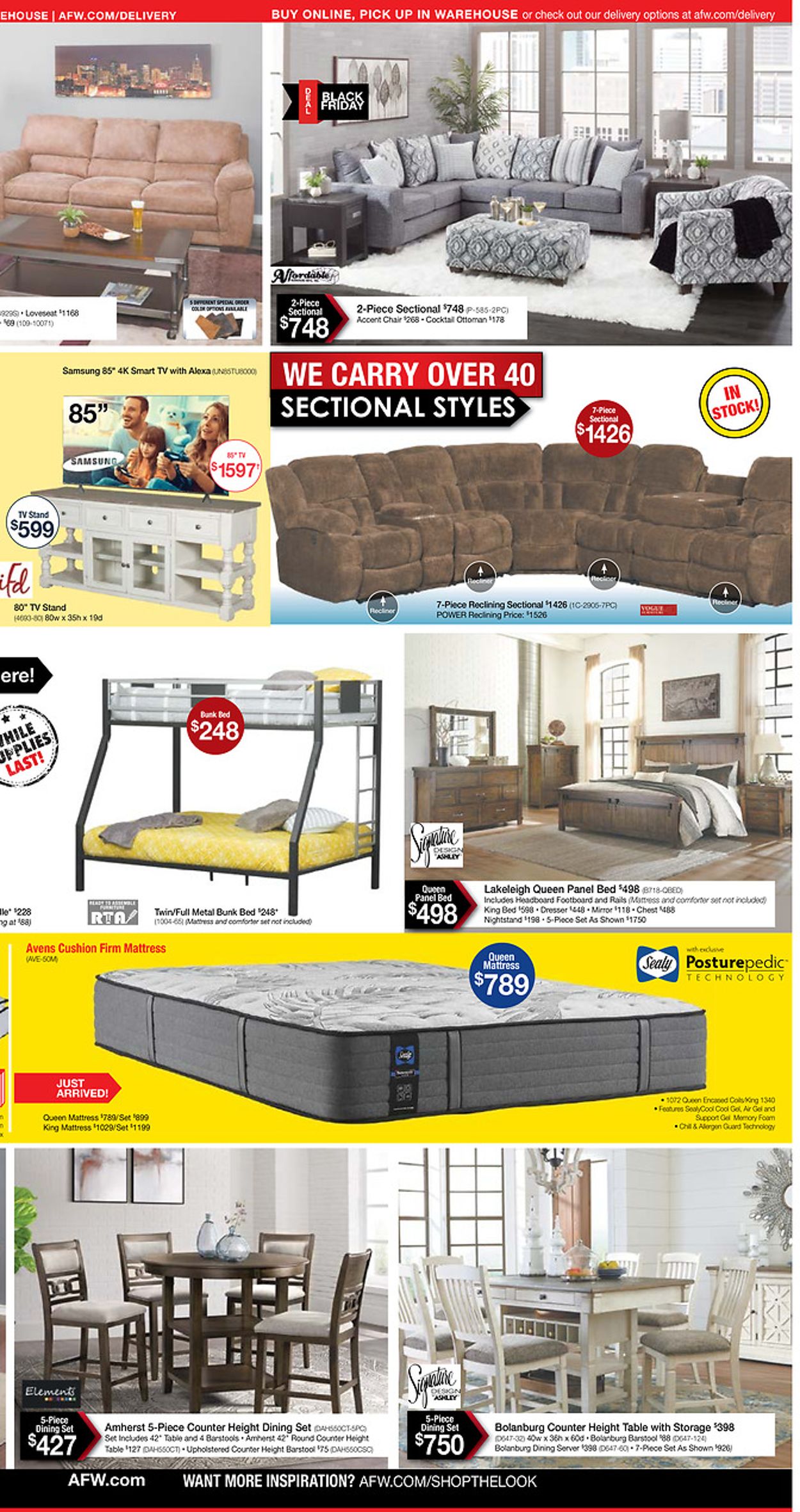 American Furniture Warehouse Ad from 11/23/2020