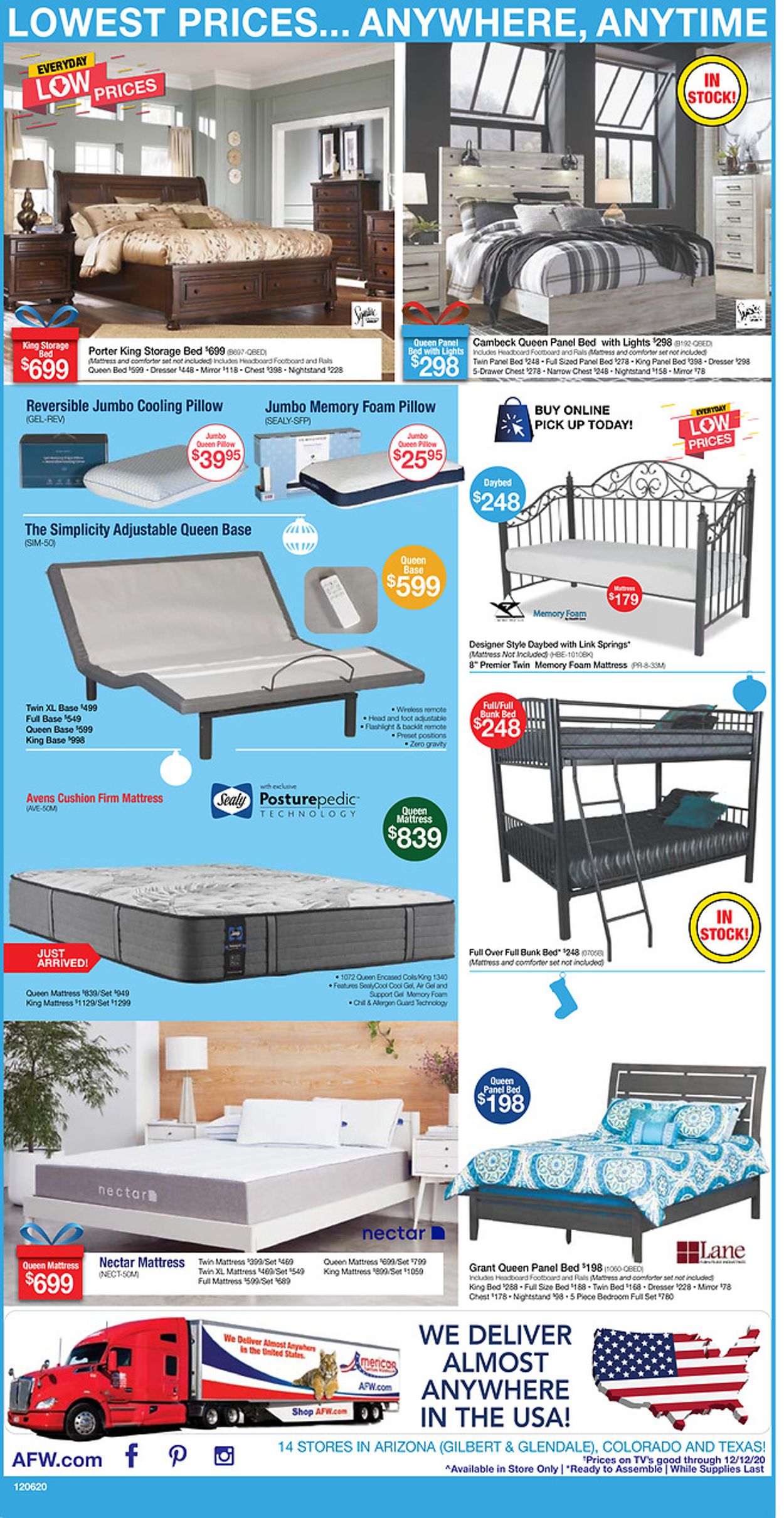 American Furniture Warehouse Ad from 12/06/2020
