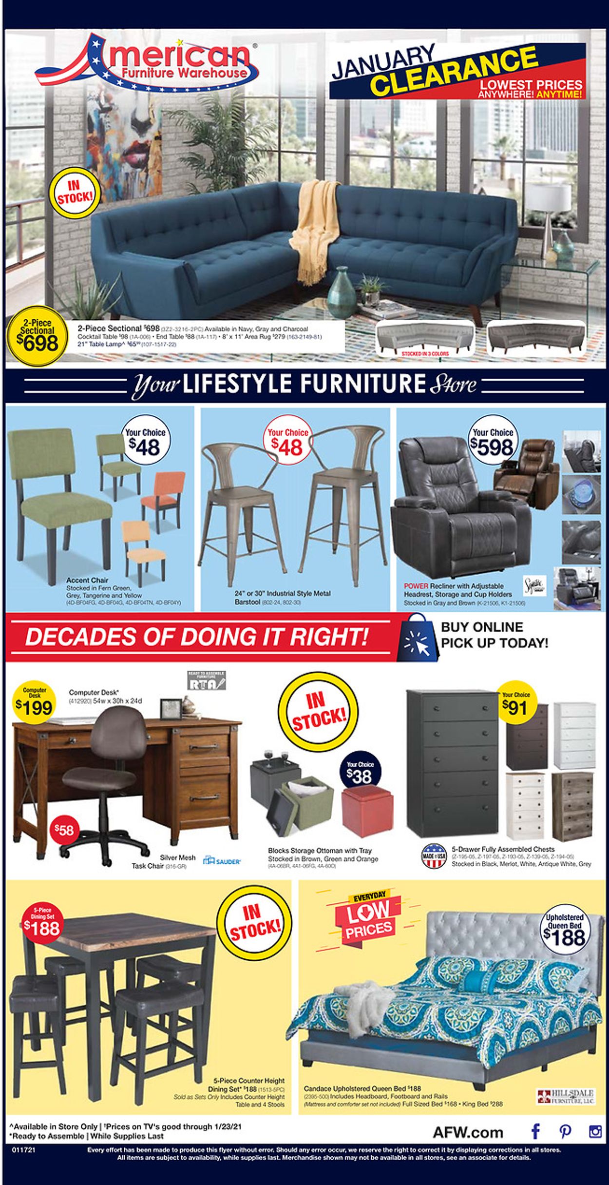 American Furniture Warehouse Ad from 01/19/2021