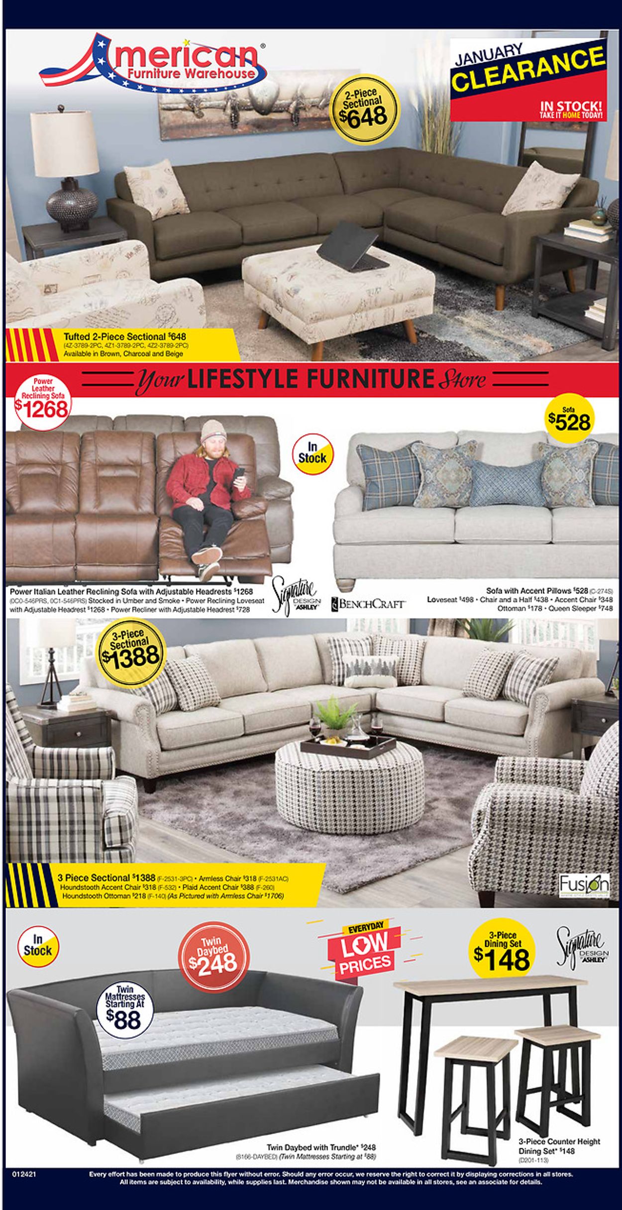 American Furniture Warehouse Ad from 01/25/2021