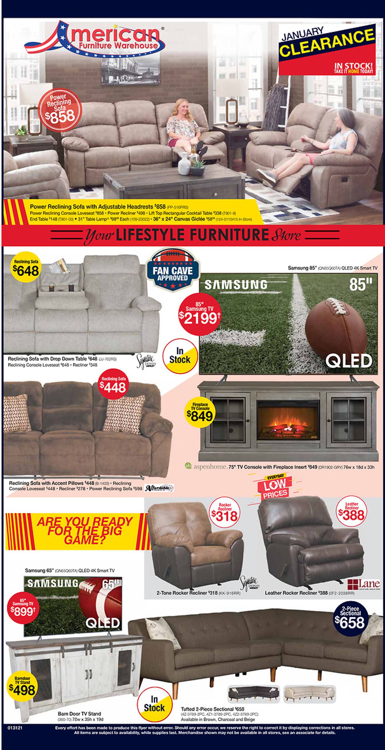 American Furniture Warehouse Ad from 02/02/2021