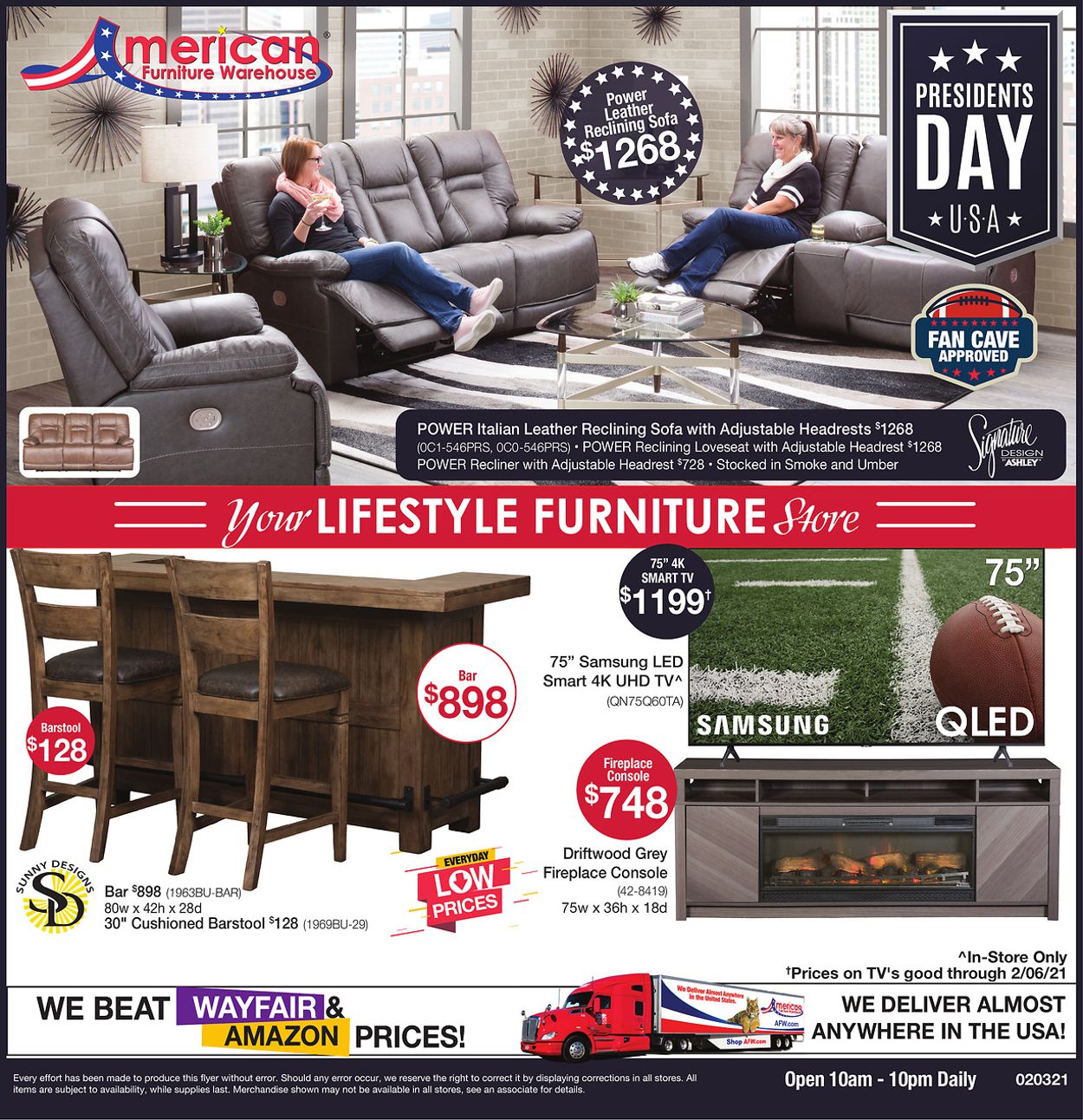 American Furniture Warehouse Ad from 02/04/2021