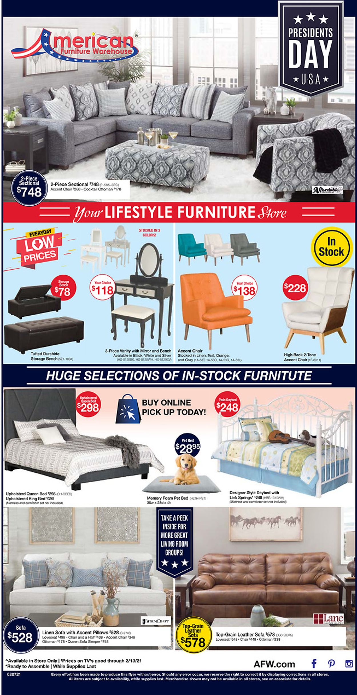 American Furniture Warehouse Ad from 02/07/2021
