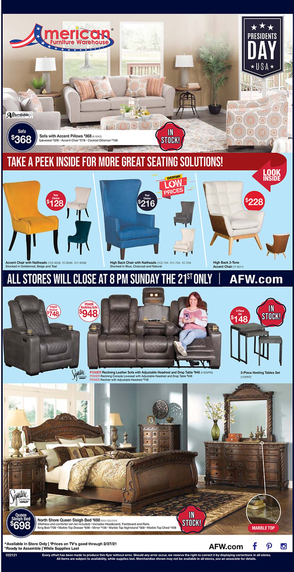 American Furniture Warehouse Ad from 02/21/2021