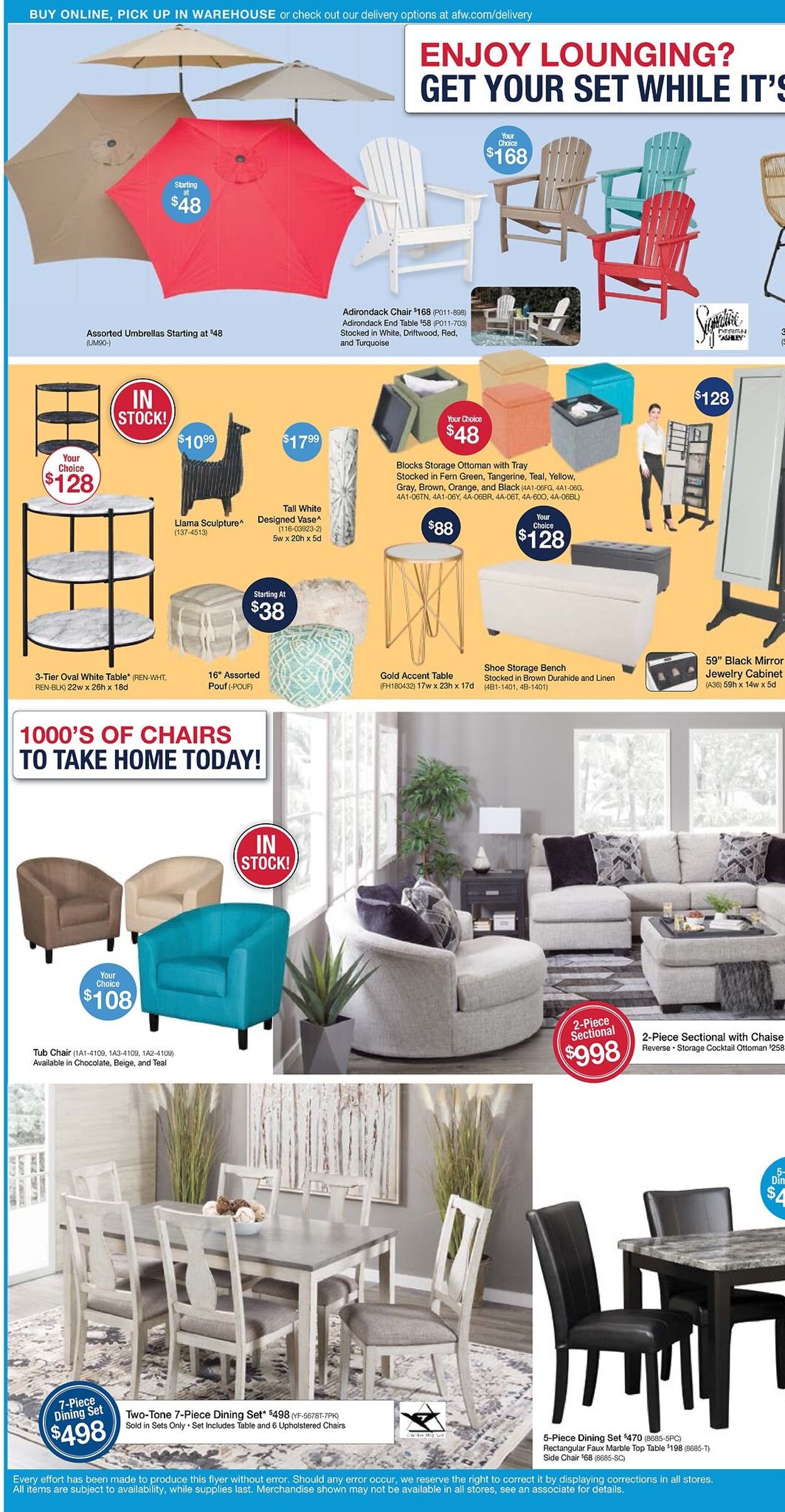 American Furniture Warehouse Ad from 08/25/2021