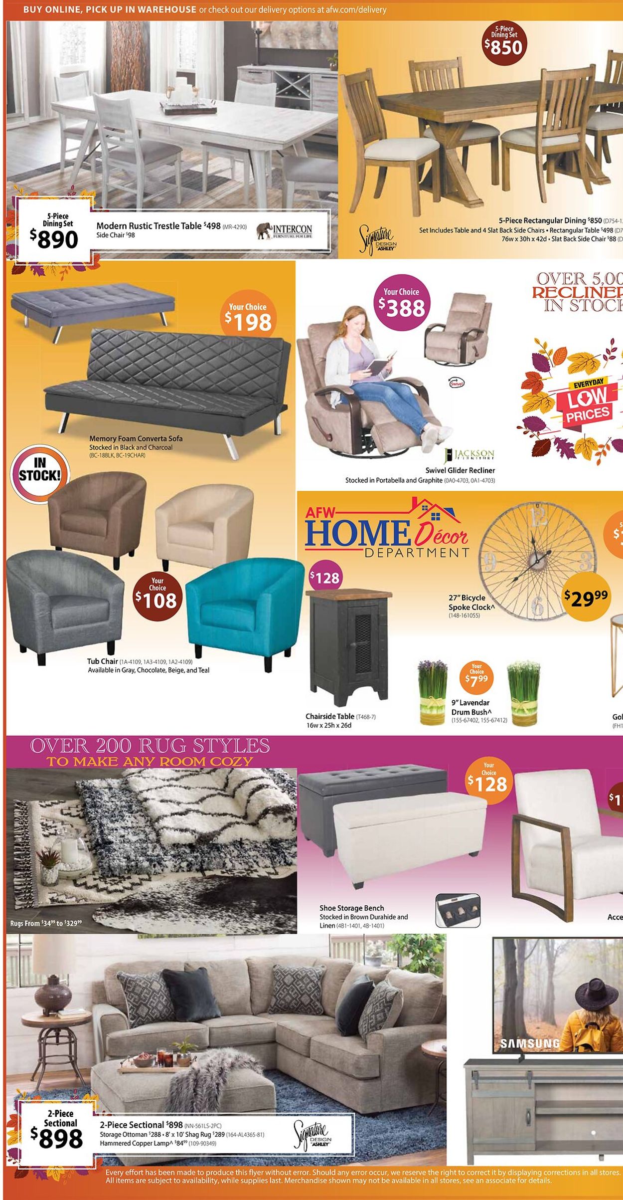 American Furniture Warehouse Ad from 10/25/2021