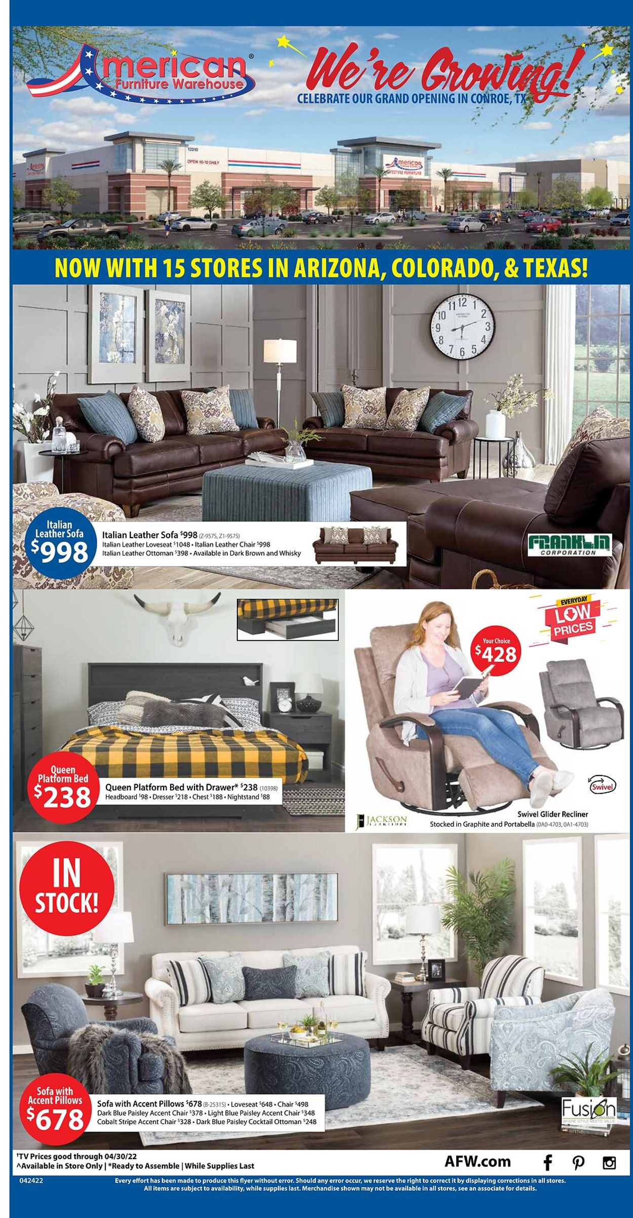 American Furniture Warehouse Ad from 04/25/2022
