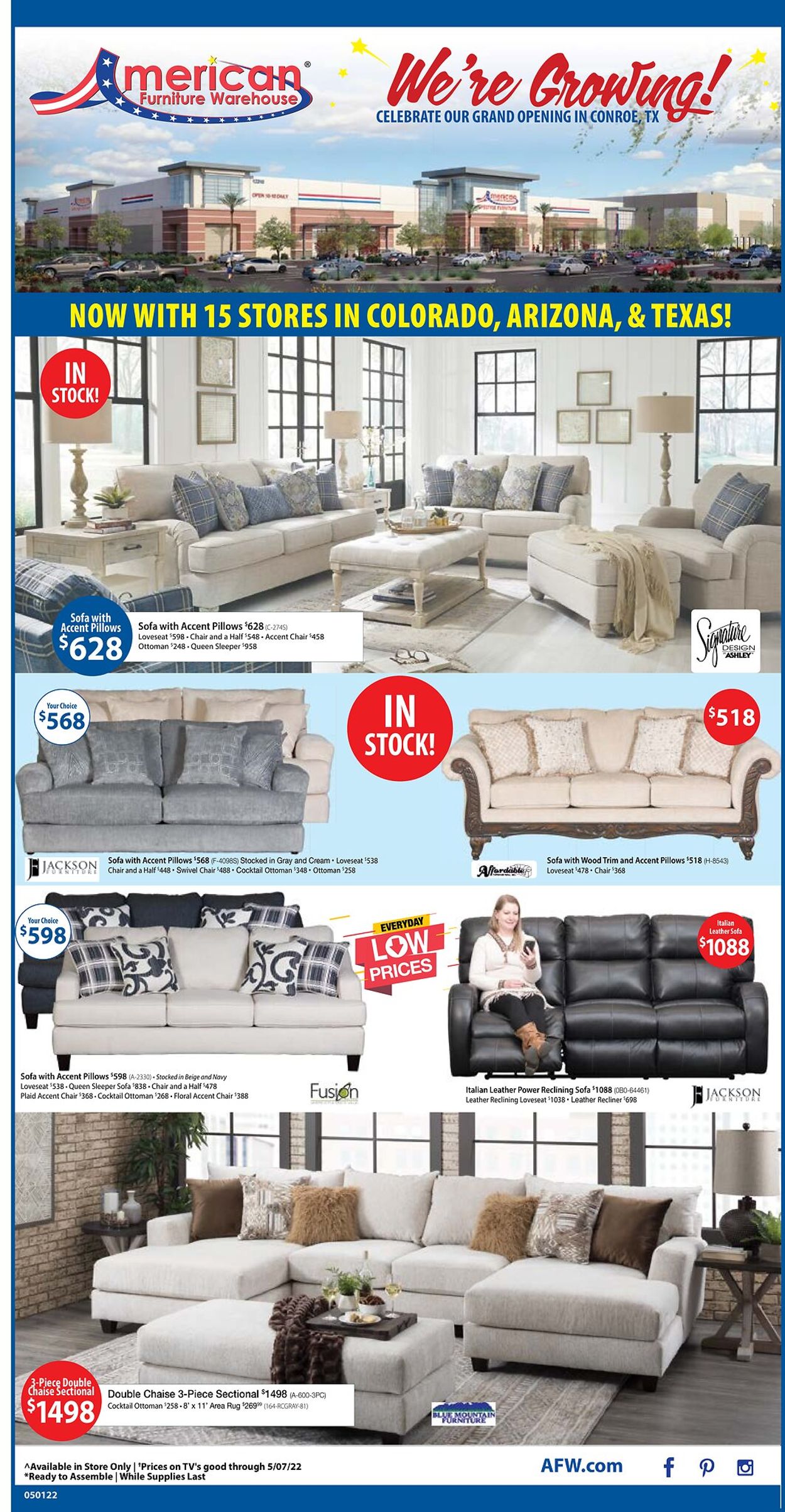American Furniture Warehouse Ad from 05/01/2022