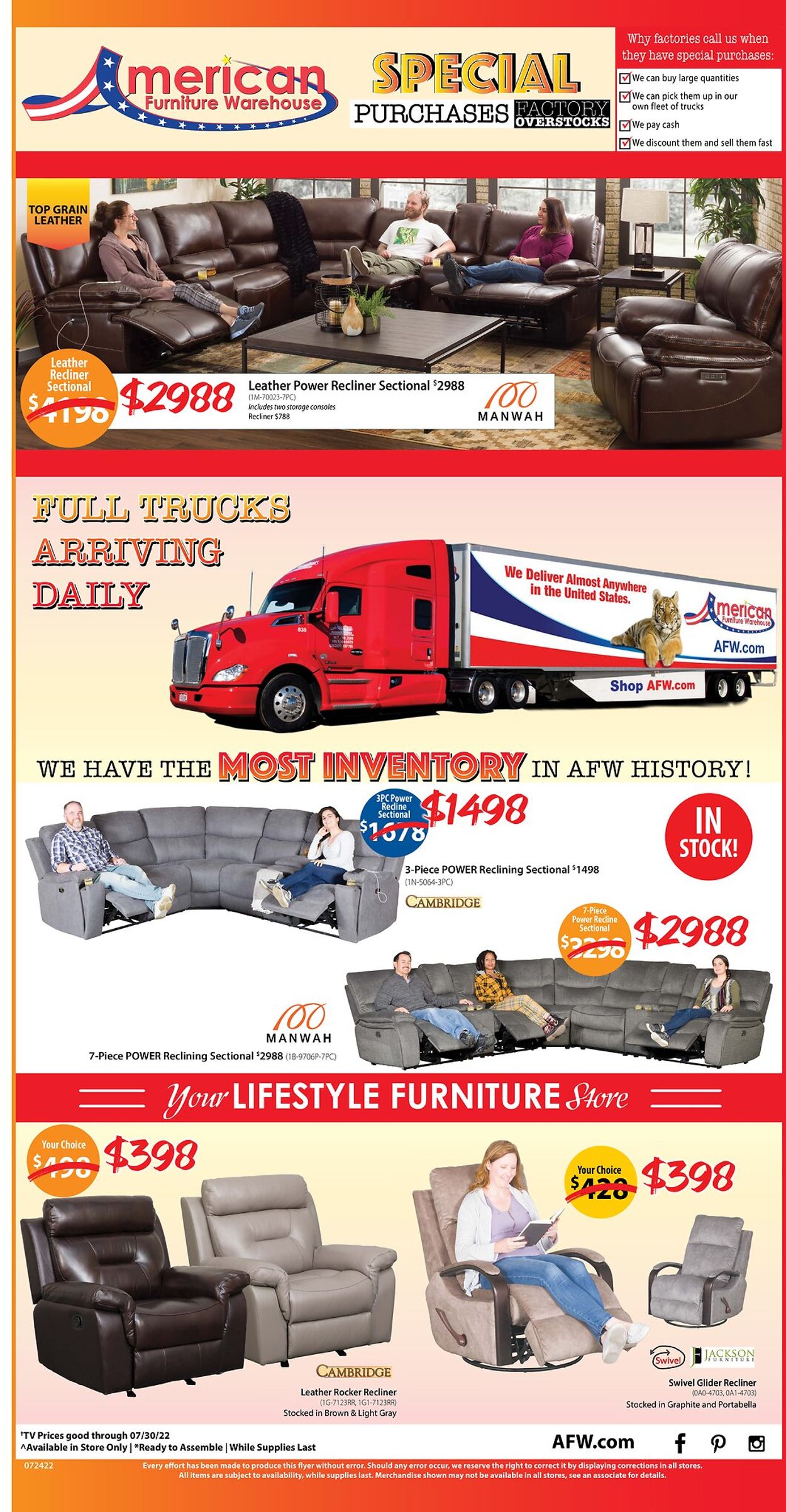 American Furniture Warehouse Ad from 07/23/2022