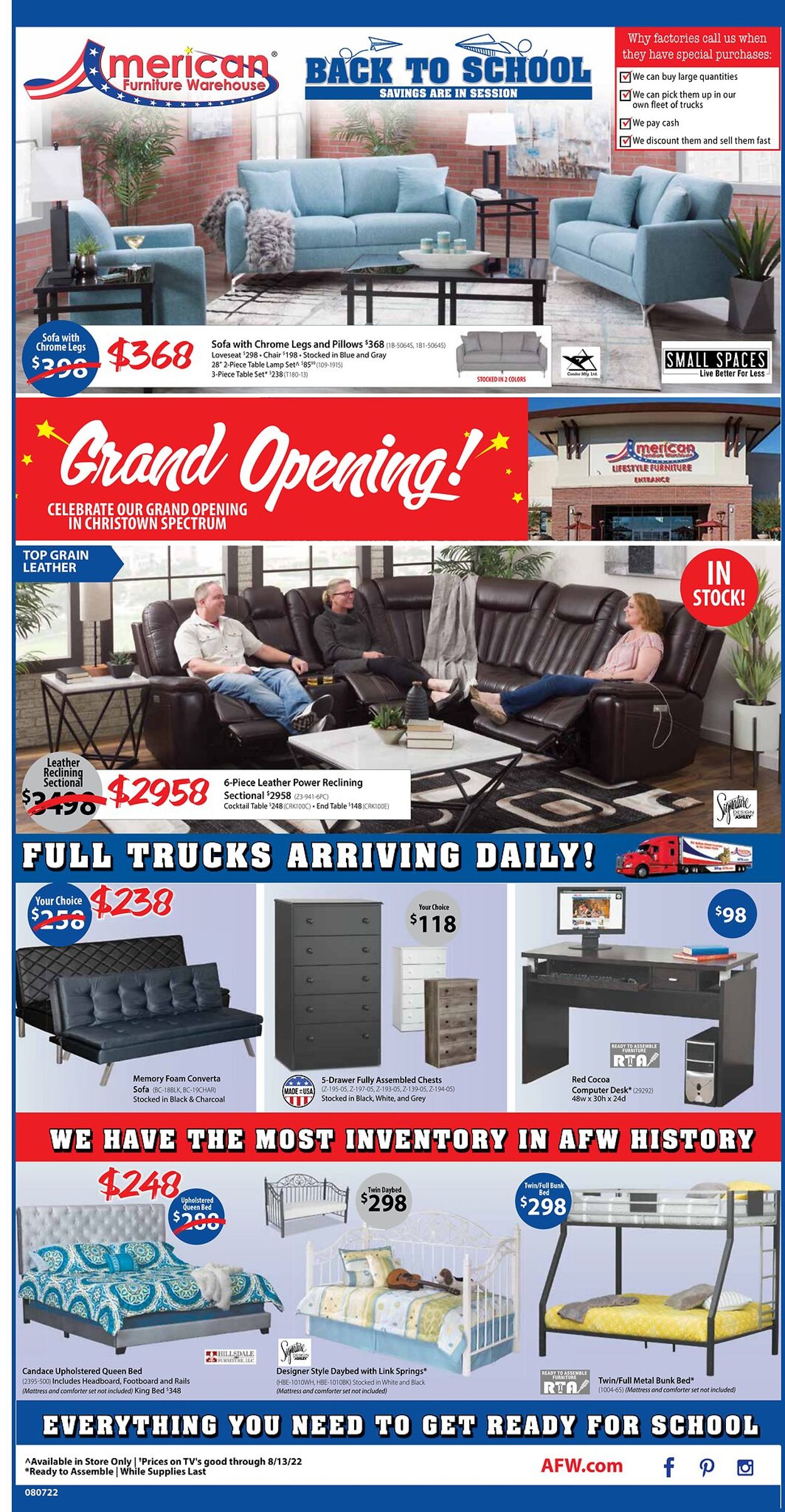 American Furniture Warehouse Ad from 08/06/2022