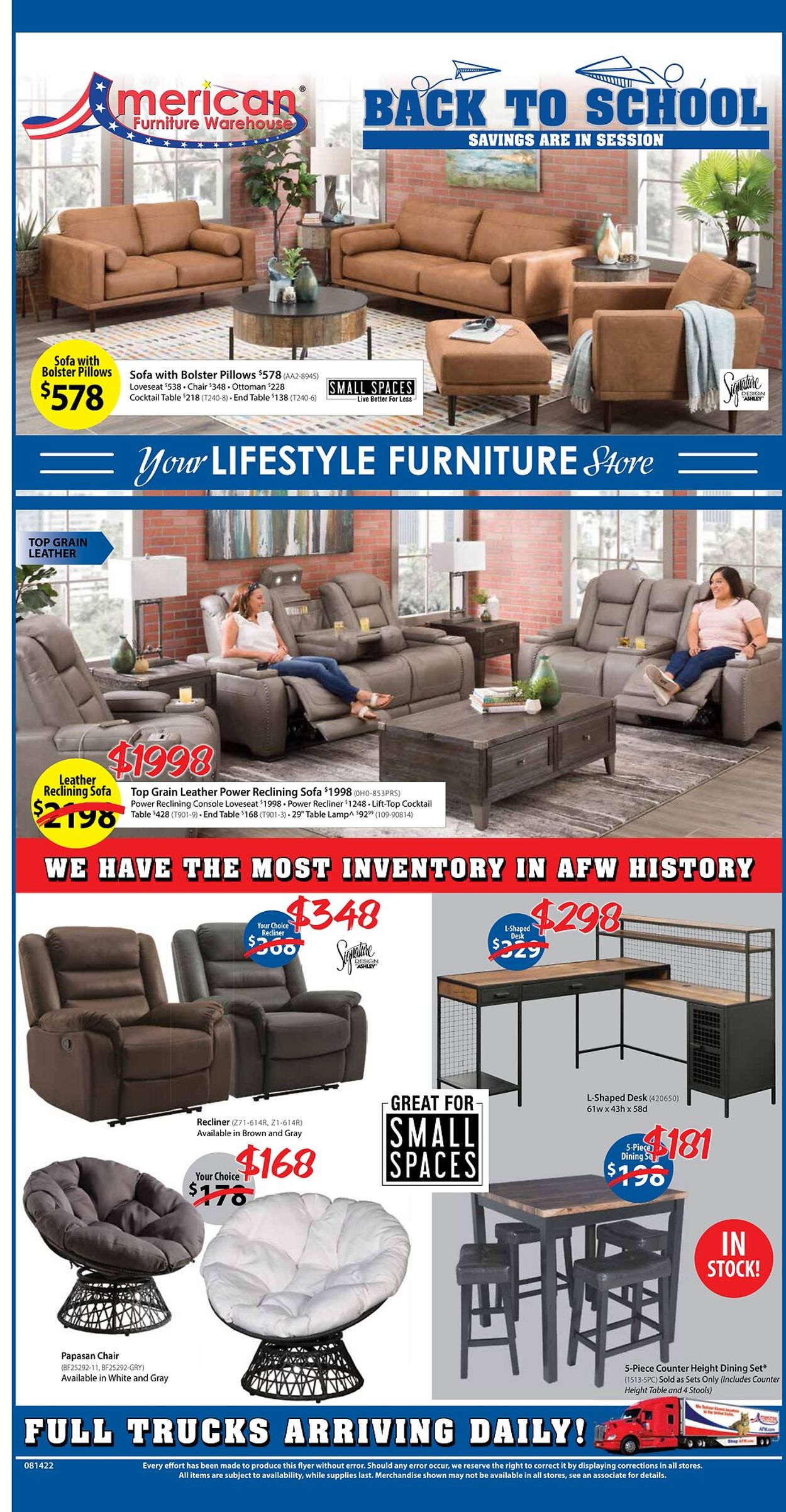 American Furniture Warehouse Ad from 08/13/2022