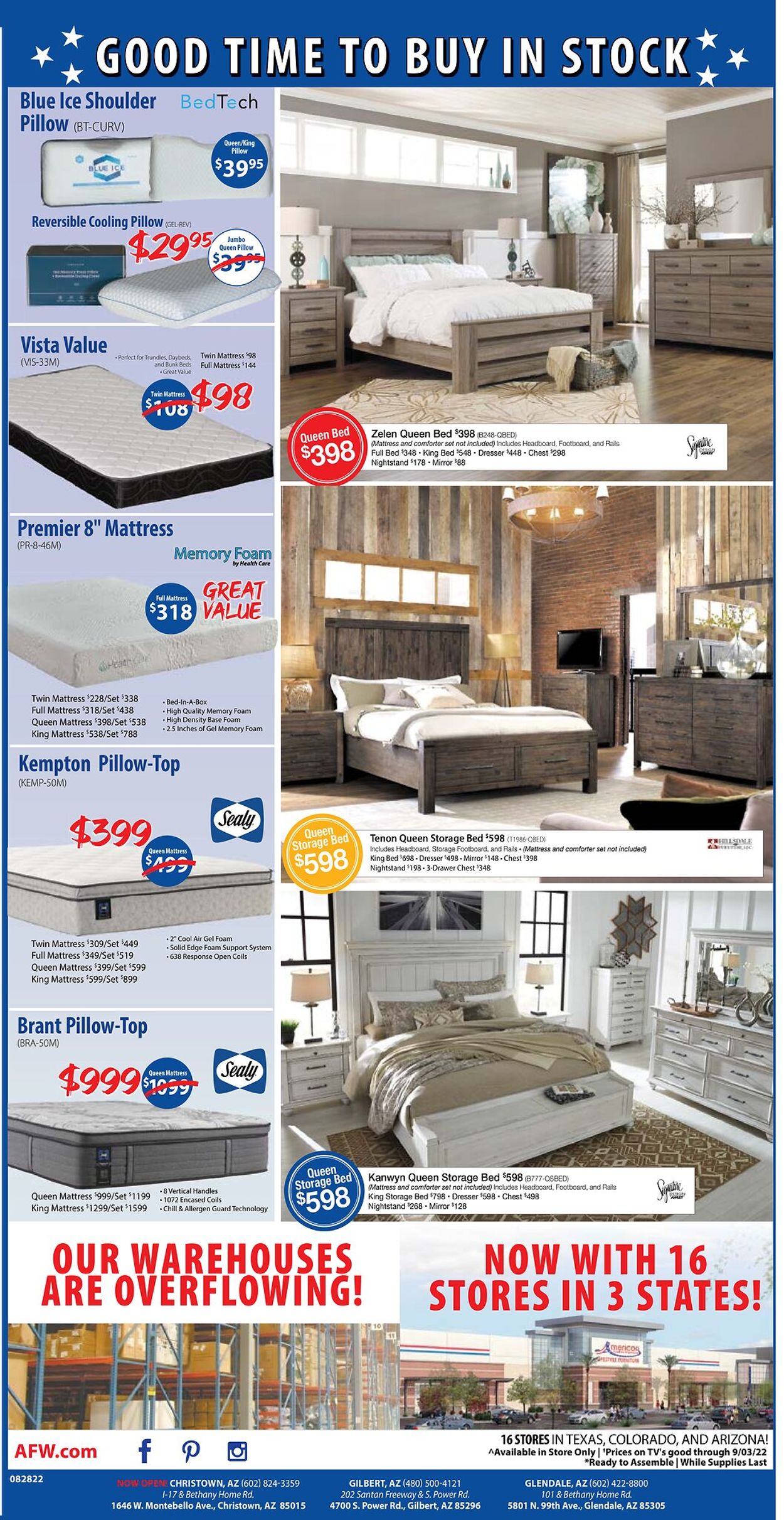 American Furniture Warehouse Ad from 08/28/2022