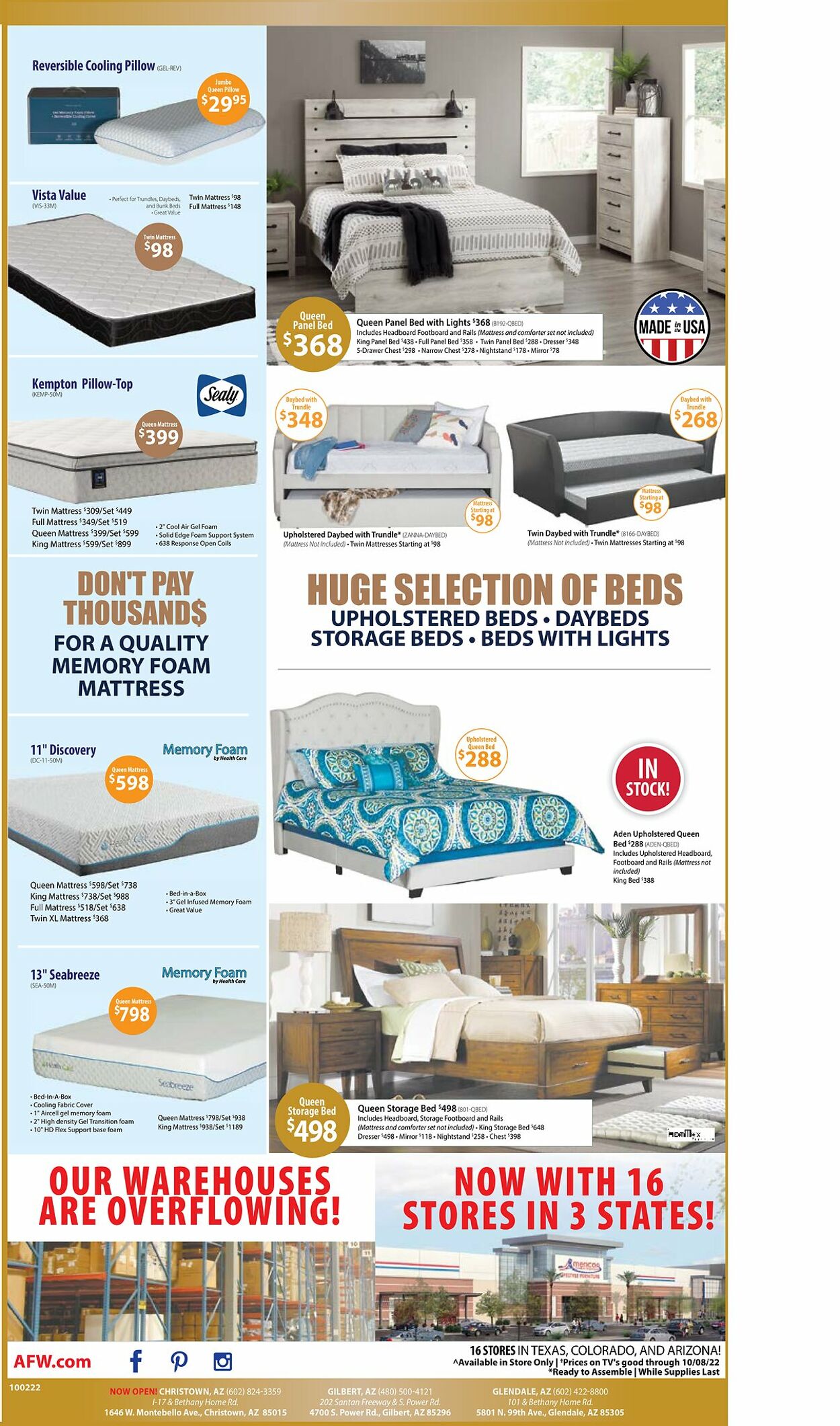 American Furniture Warehouse Ad from 10/01/2022