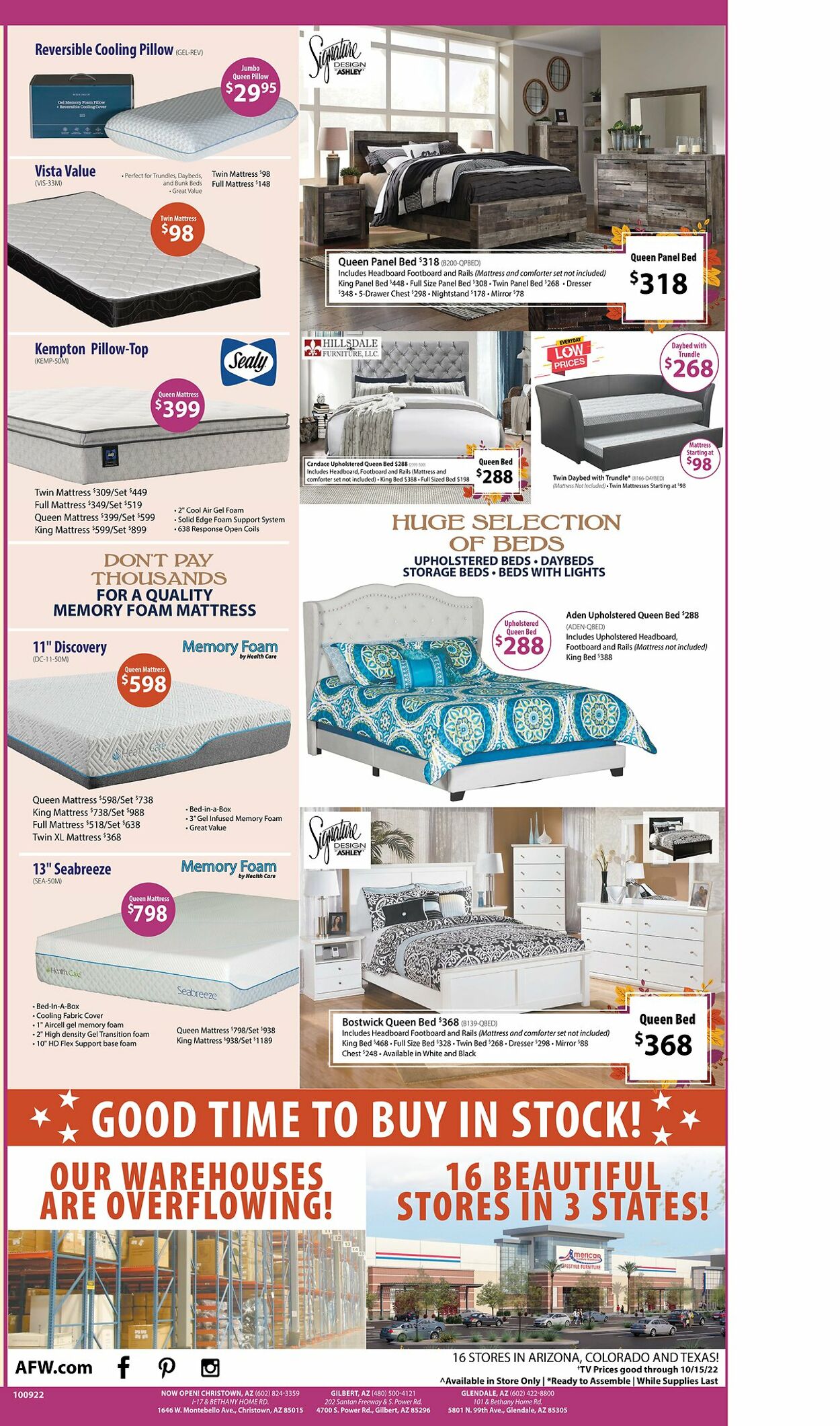 American Furniture Warehouse Ad from 10/10/2022