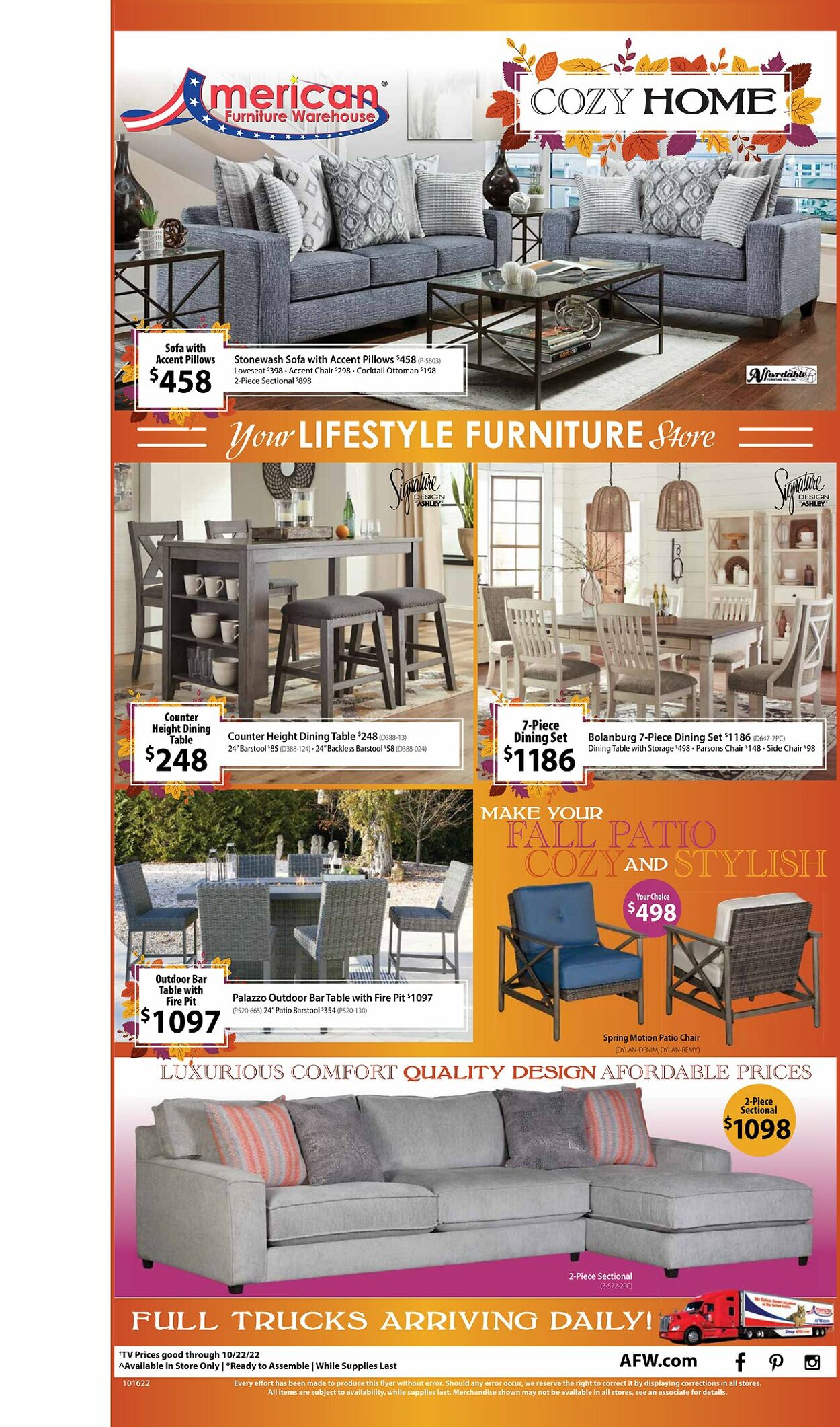 American Furniture Warehouse Ad from 10/14/2022