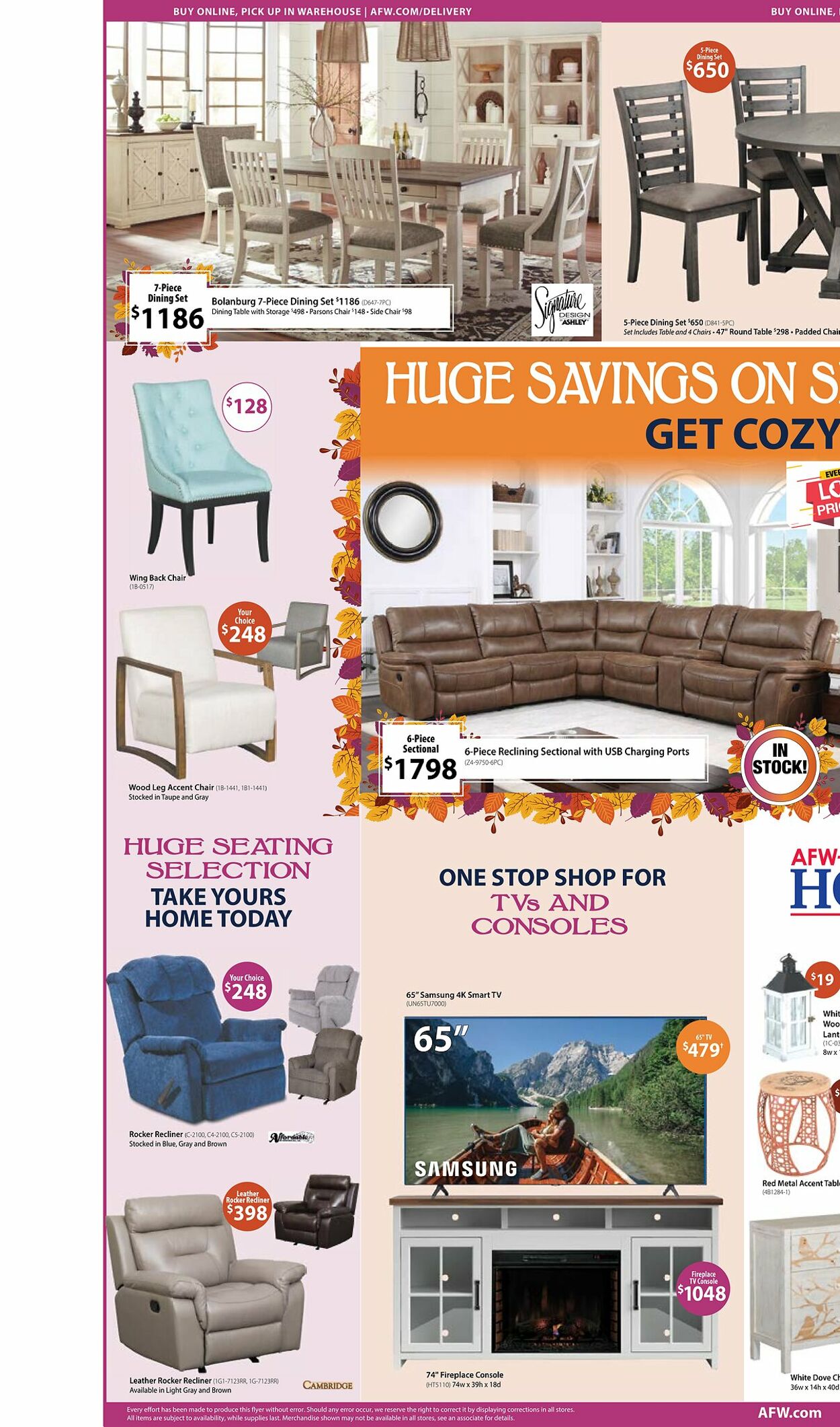 American Furniture Warehouse Ad from 10/21/2022