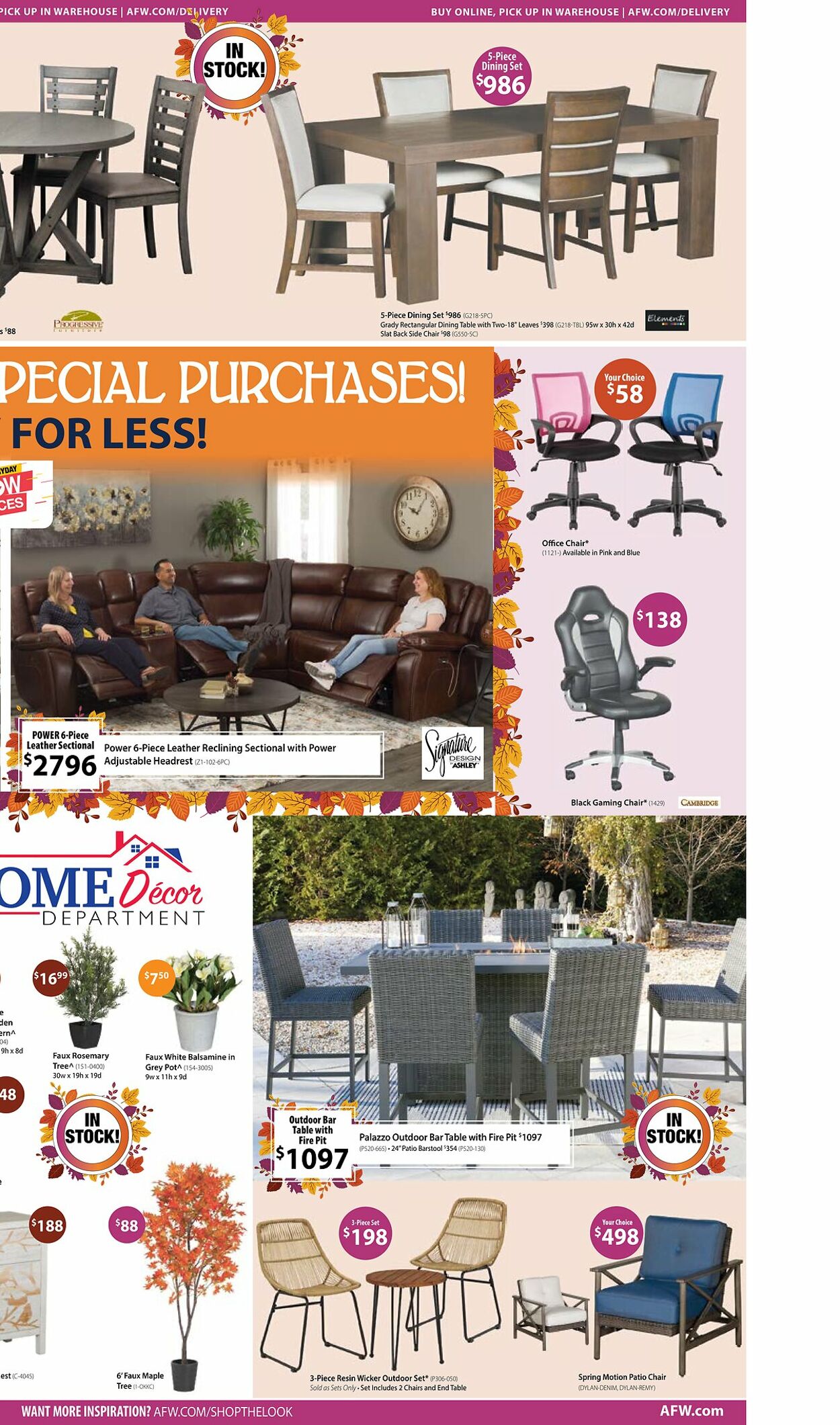 American Furniture Warehouse Ad from 10/21/2022