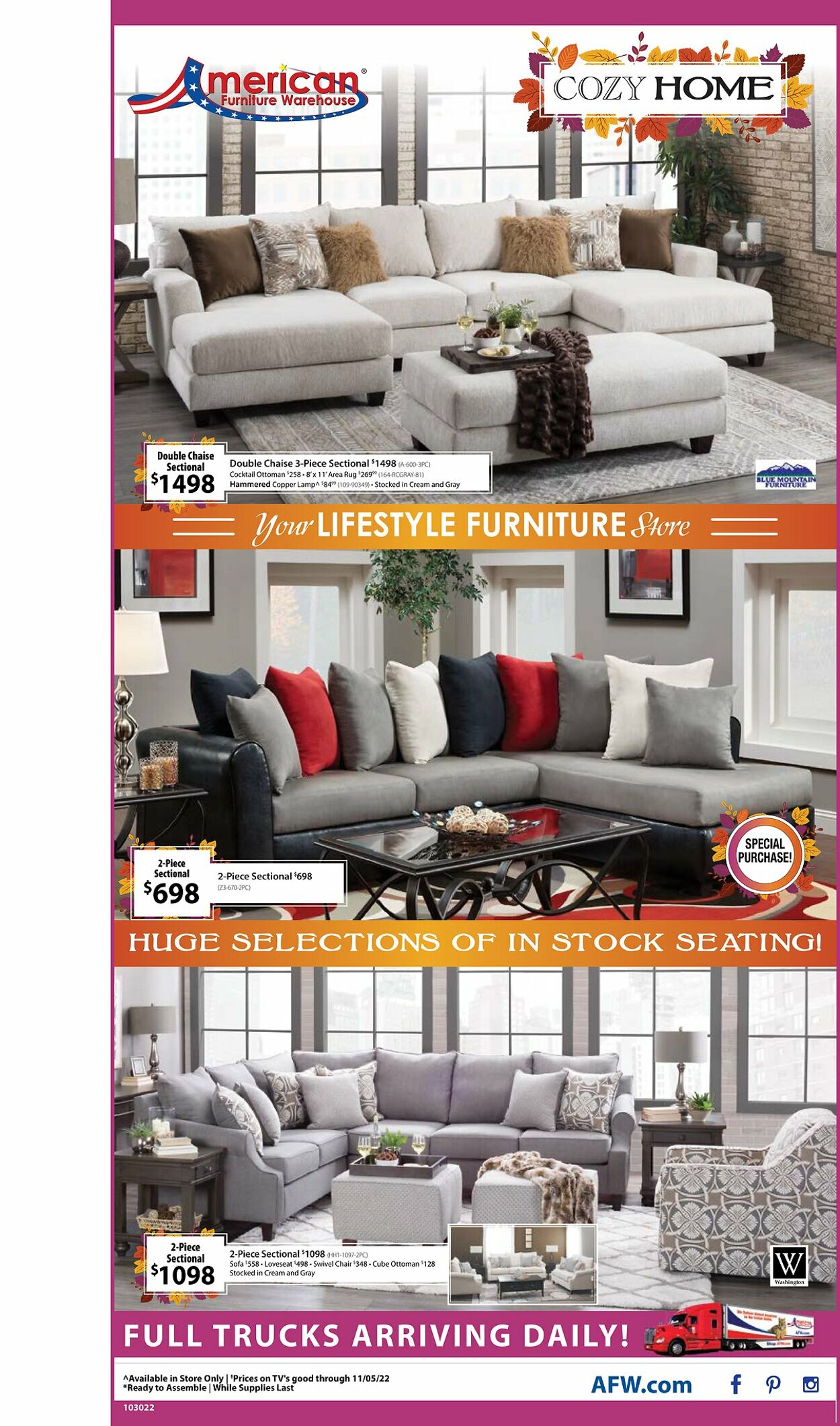 American Furniture Warehouse Ad from 10/29/2022