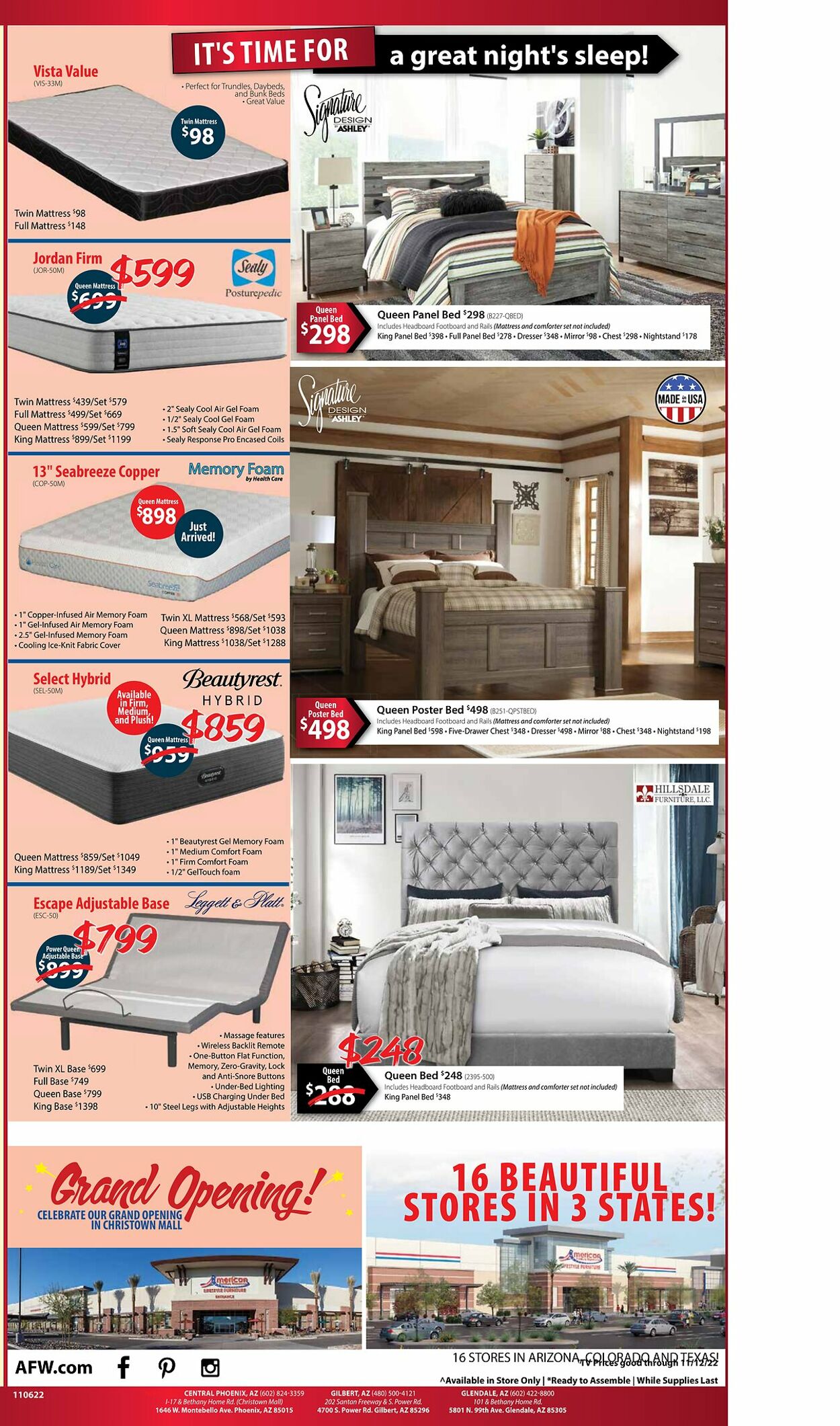 American Furniture Warehouse Ad from 11/04/2022