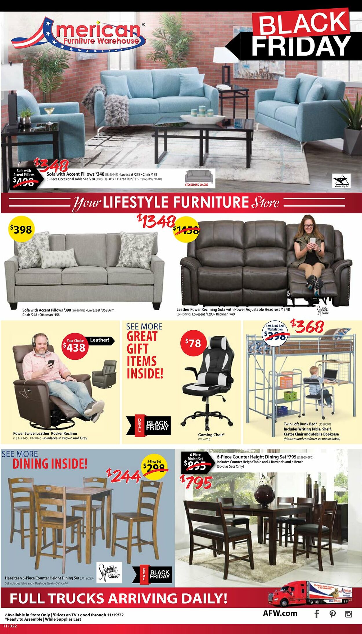 American Furniture Warehouse Ad from 11/14/2022