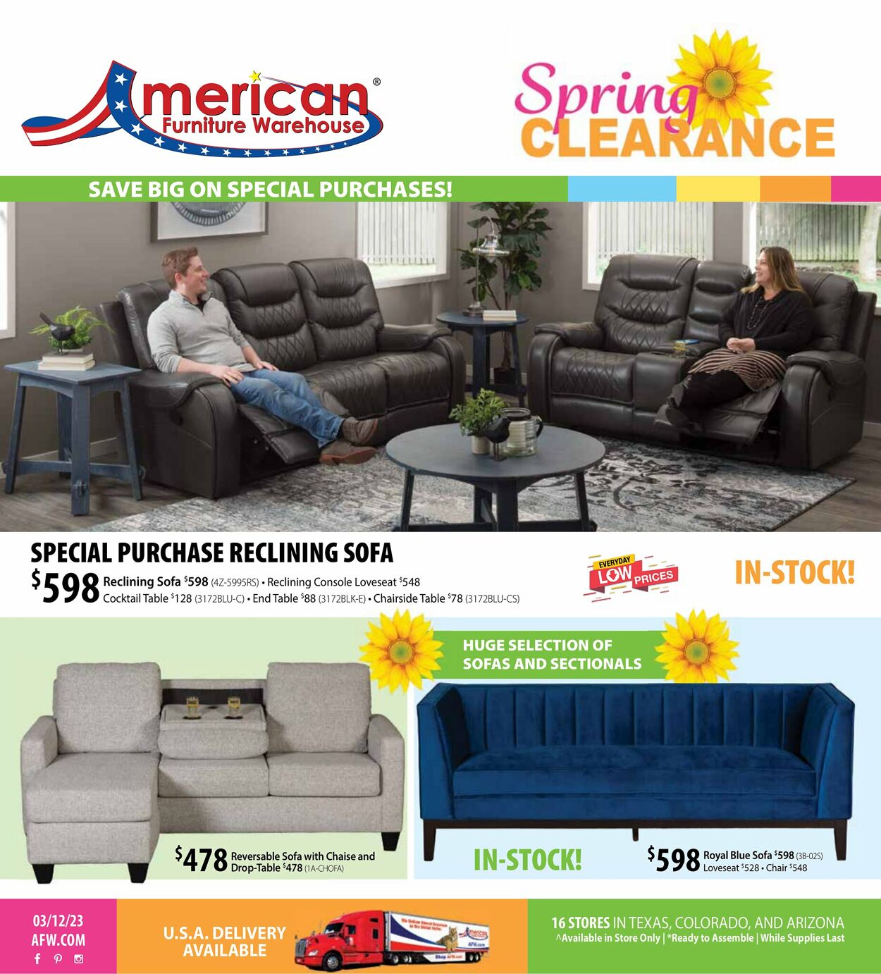 American Furniture Warehouse Ad from 03/11/2023