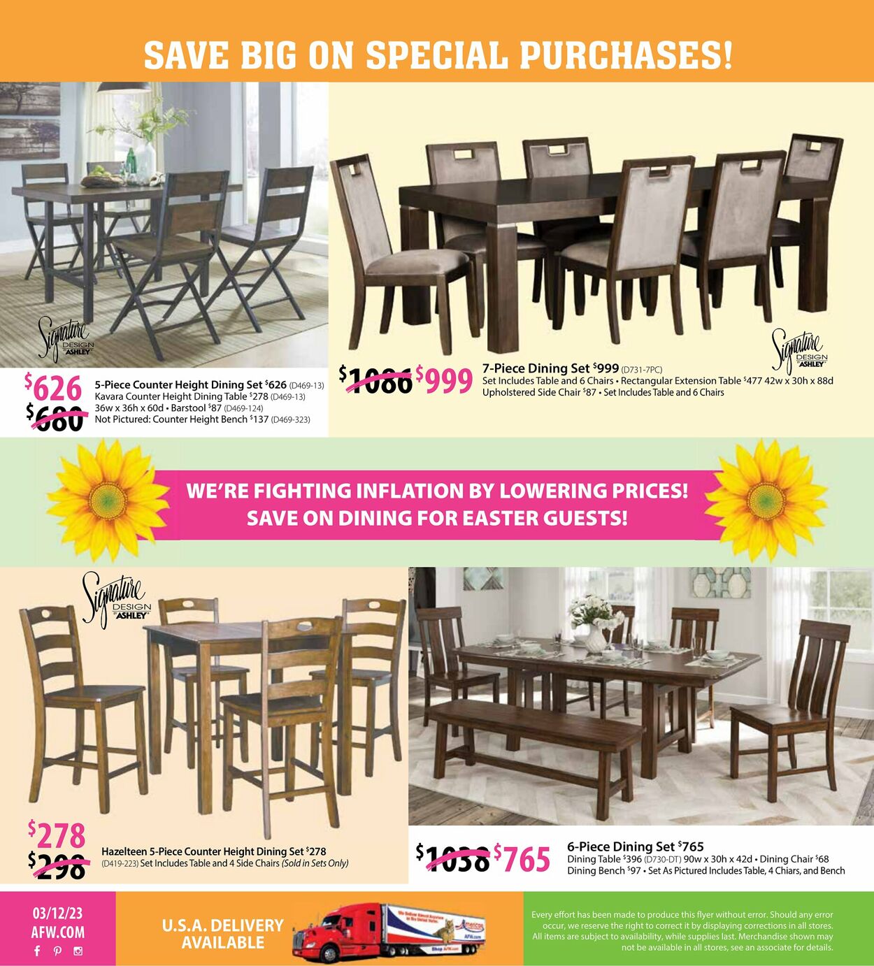 American Furniture Warehouse Ad from 03/11/2023