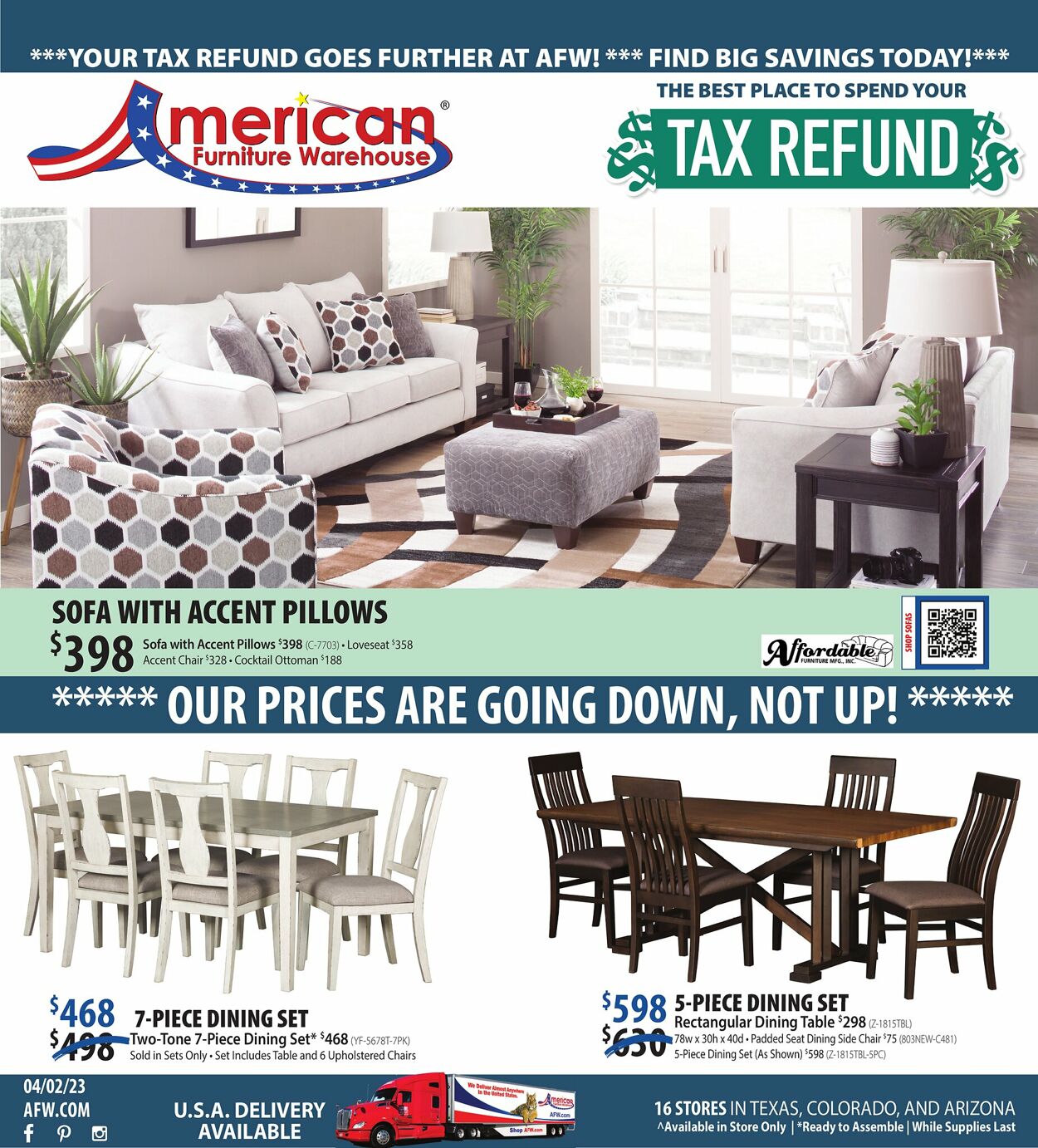 American Furniture Warehouse Ad from 04/04/2023