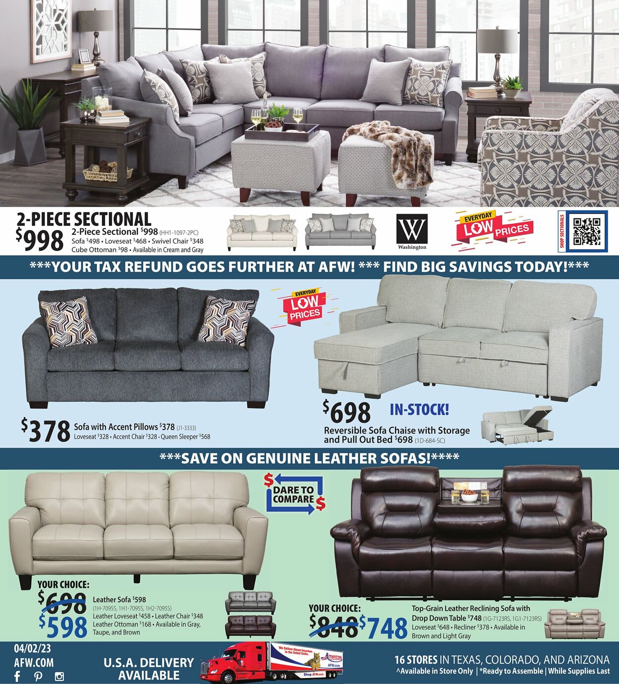 American Furniture Warehouse Ad from 04/04/2023