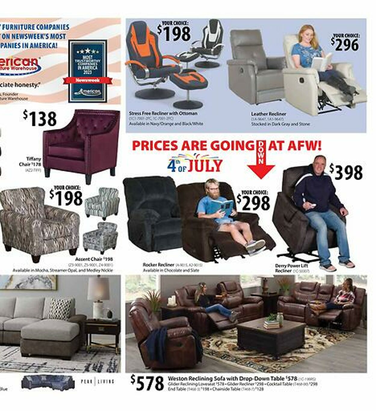 American Furniture Warehouse Ad from 08/24/2023