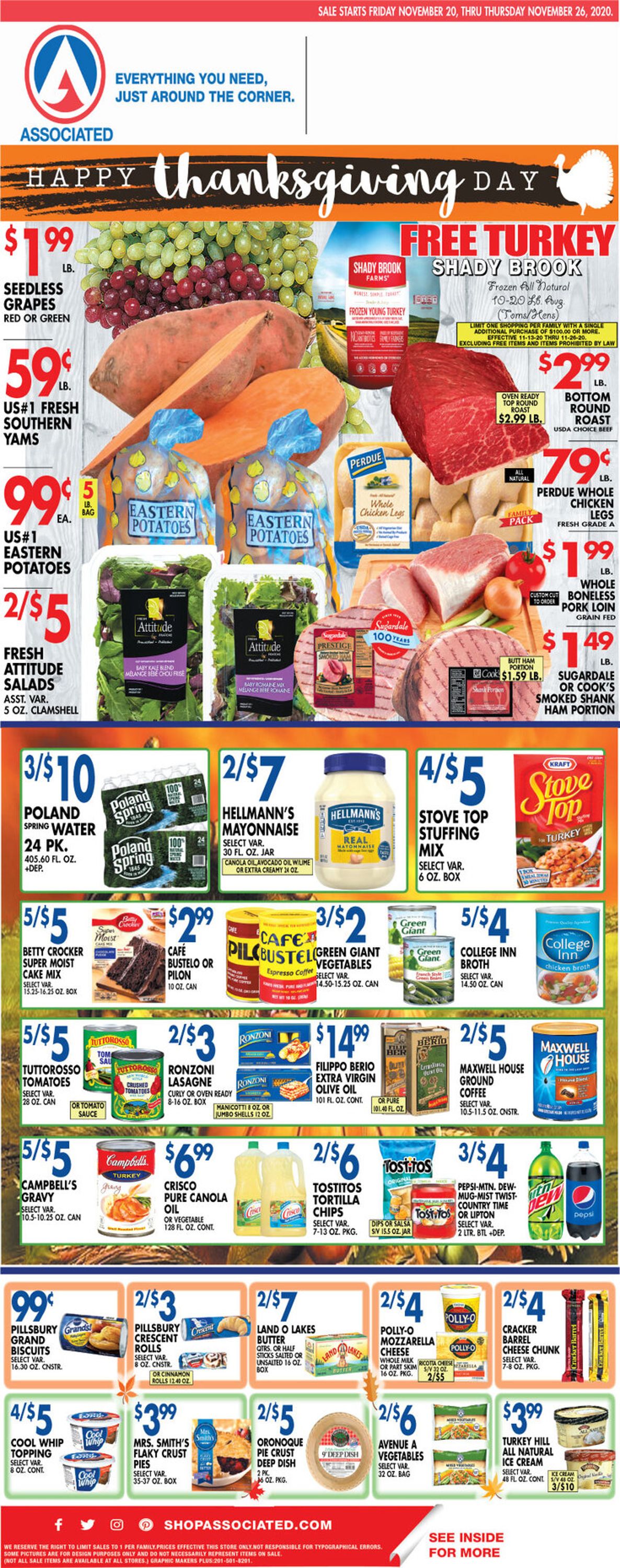 Associated Supermarkets Ad from 11/20/2020