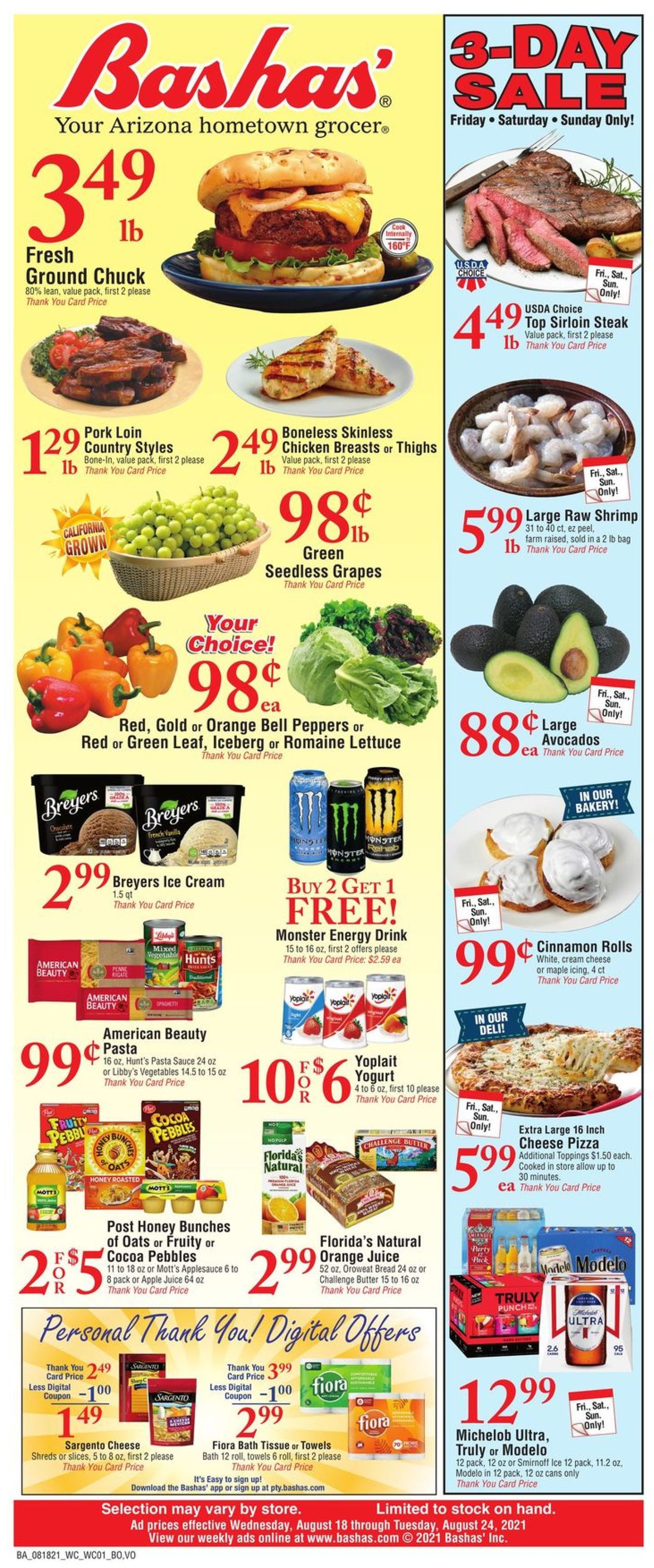 Bashas Ad from 08/18/2021