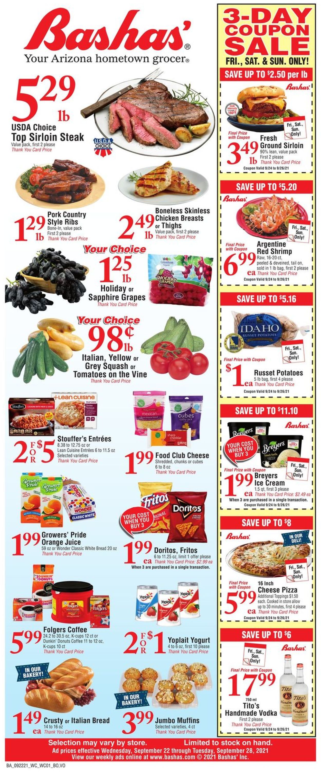 Bashas Ad from 09/22/2021
