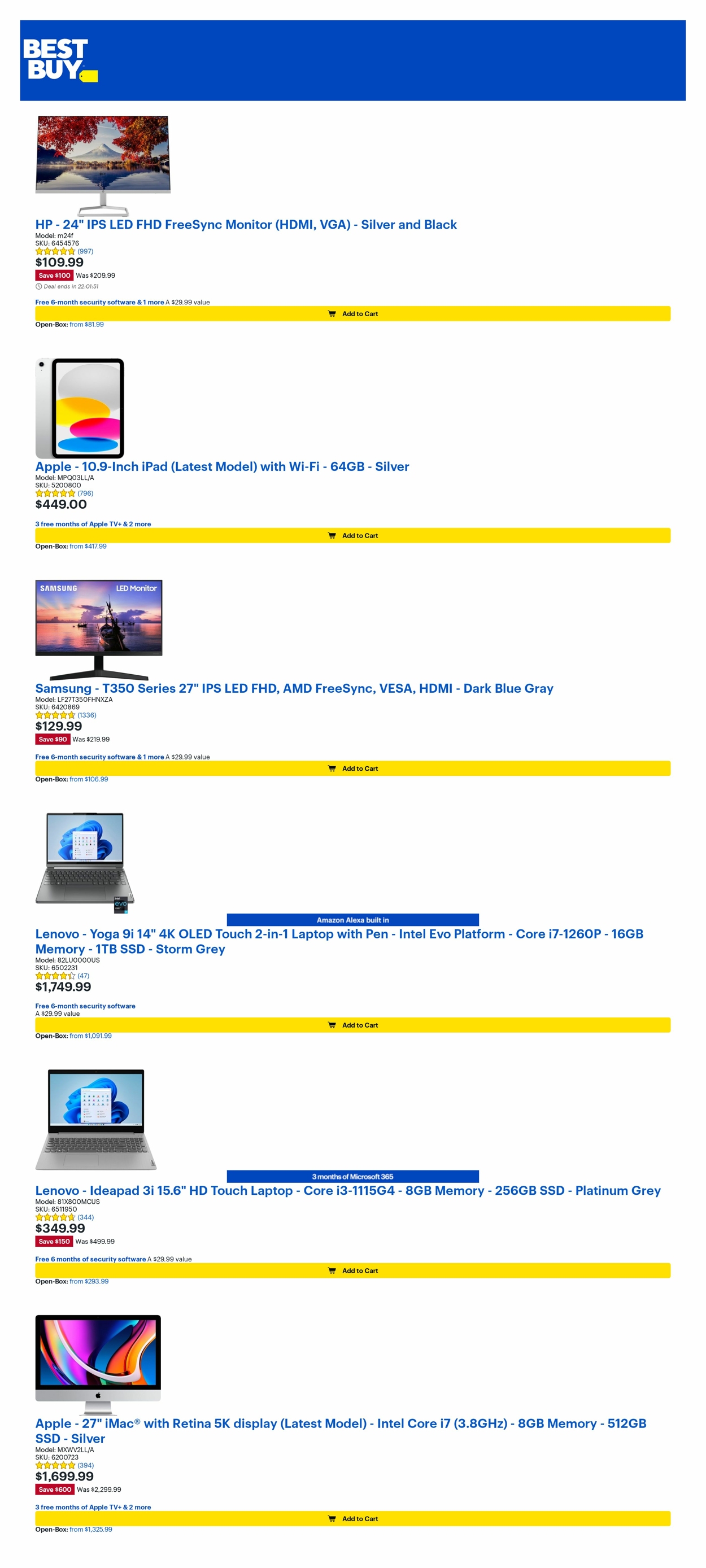 Best Buy Ad from 01/06/2023