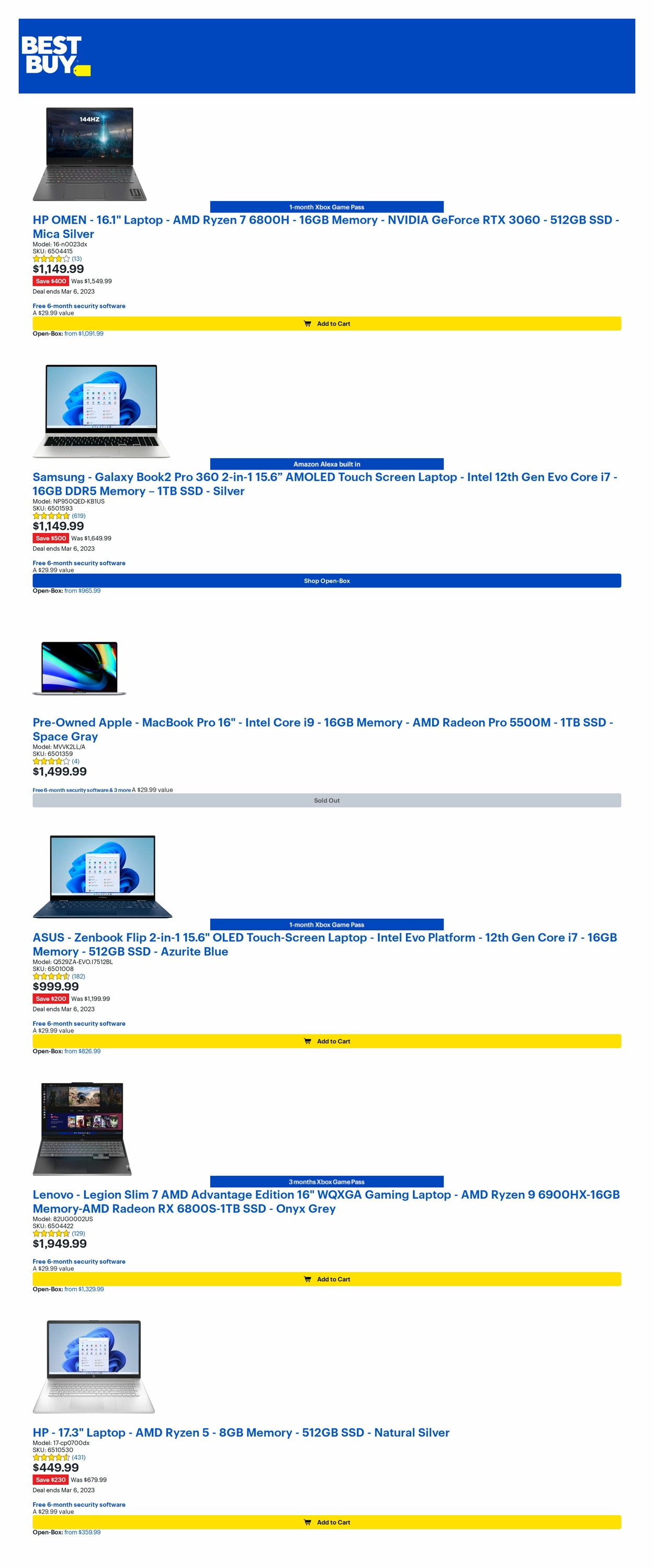 Best Buy Ad from 03/05/2023