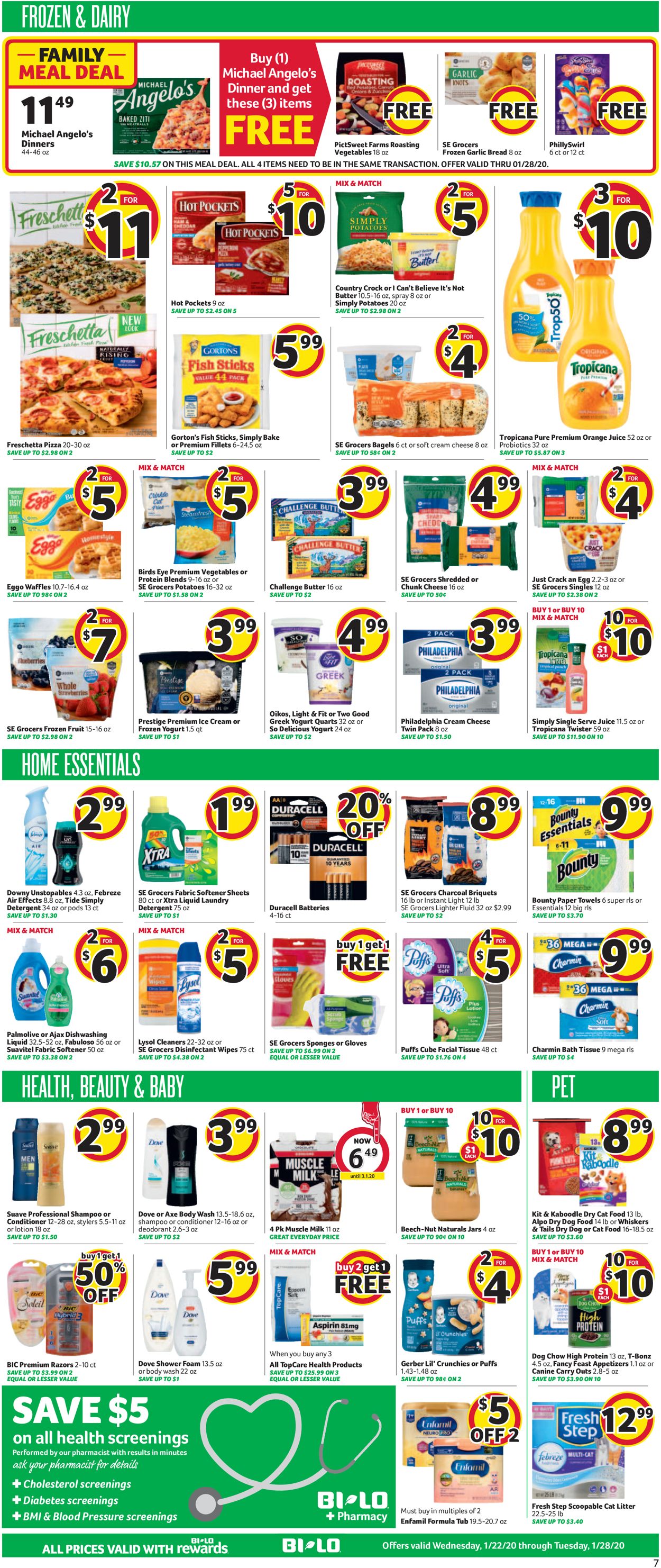 BI-LO Ad from 01/22/2020