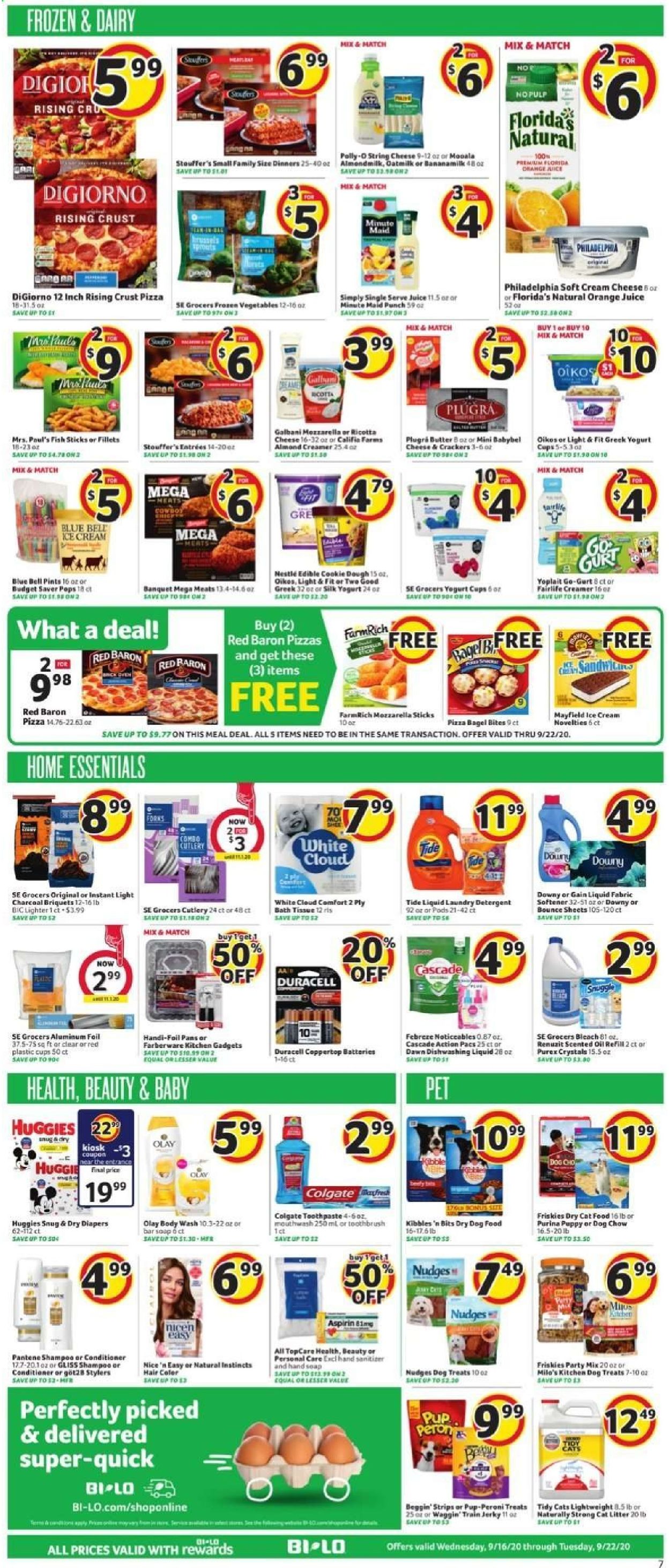 BI-LO Ad from 09/16/2020