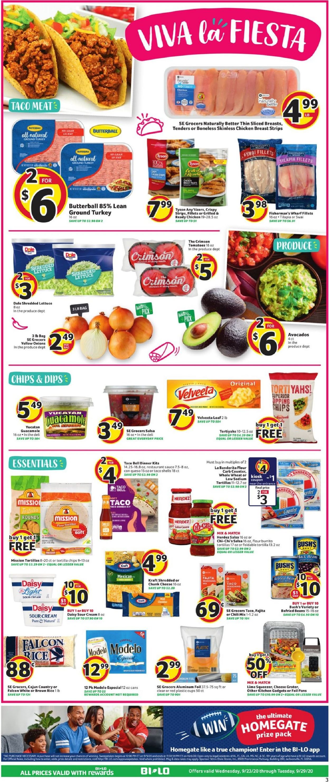 BI-LO Ad from 09/23/2020