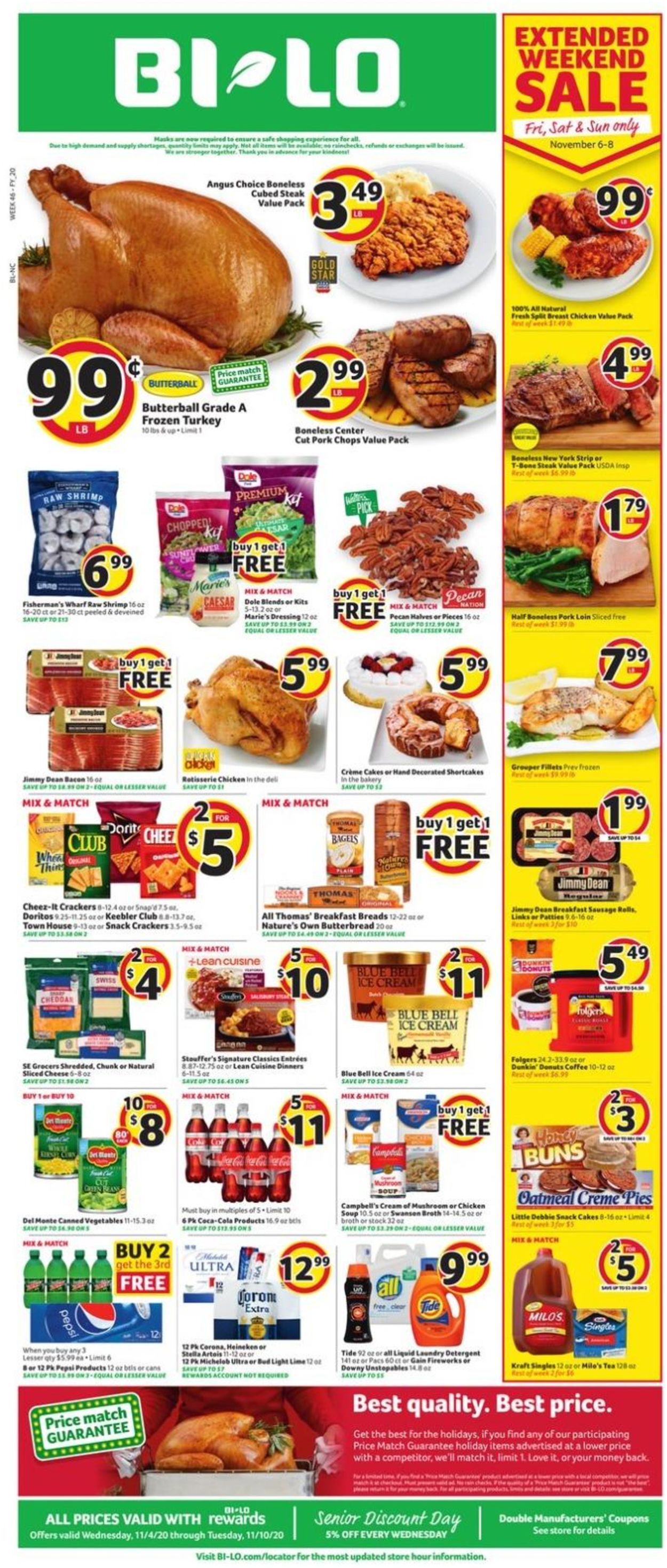 BI-LO Ad from 11/04/2020