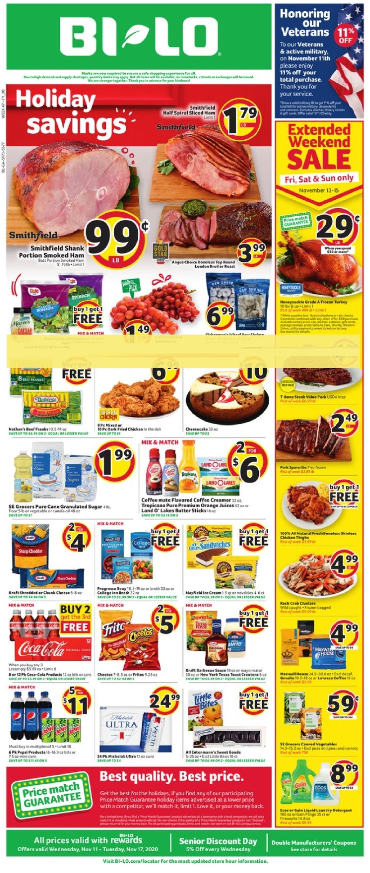 BI-LO Ad from 11/11/2020